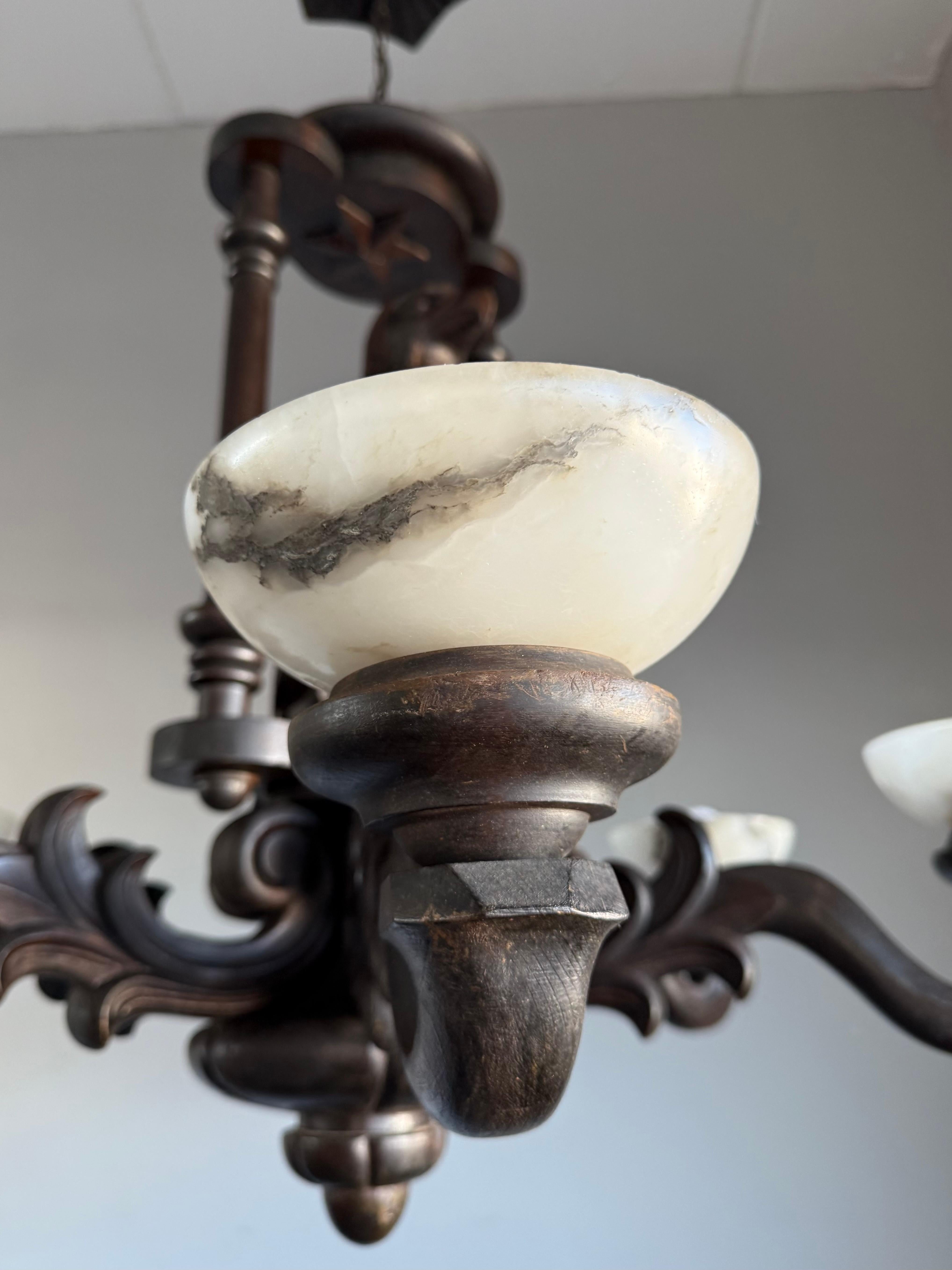 Extreme Rare Antique Carved Chandelier with Great American Eagle Sculpture 1920s For Sale 3