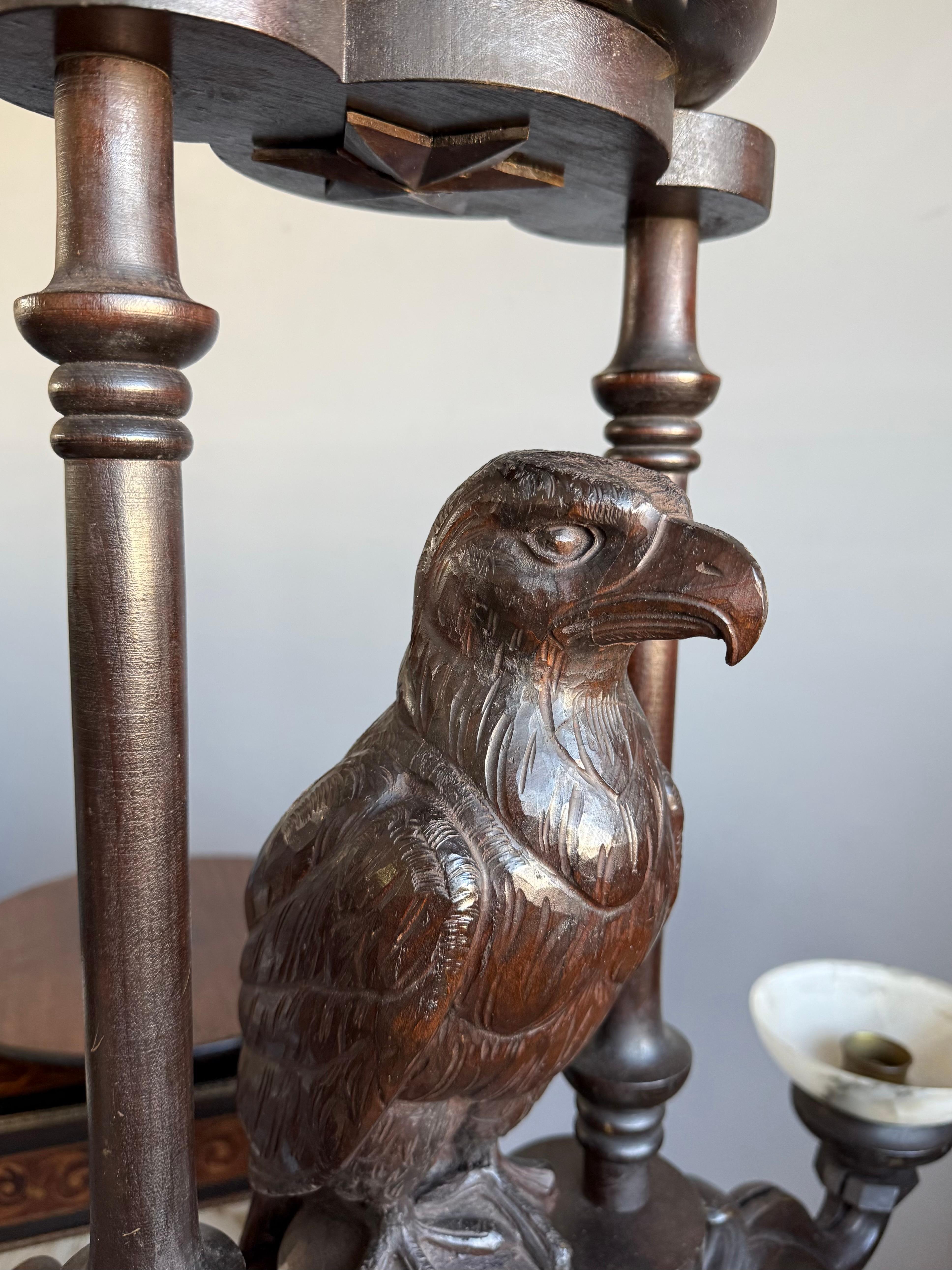 20th Century Extreme Rare Antique Carved Chandelier with Great American Eagle Sculpture 1920s For Sale