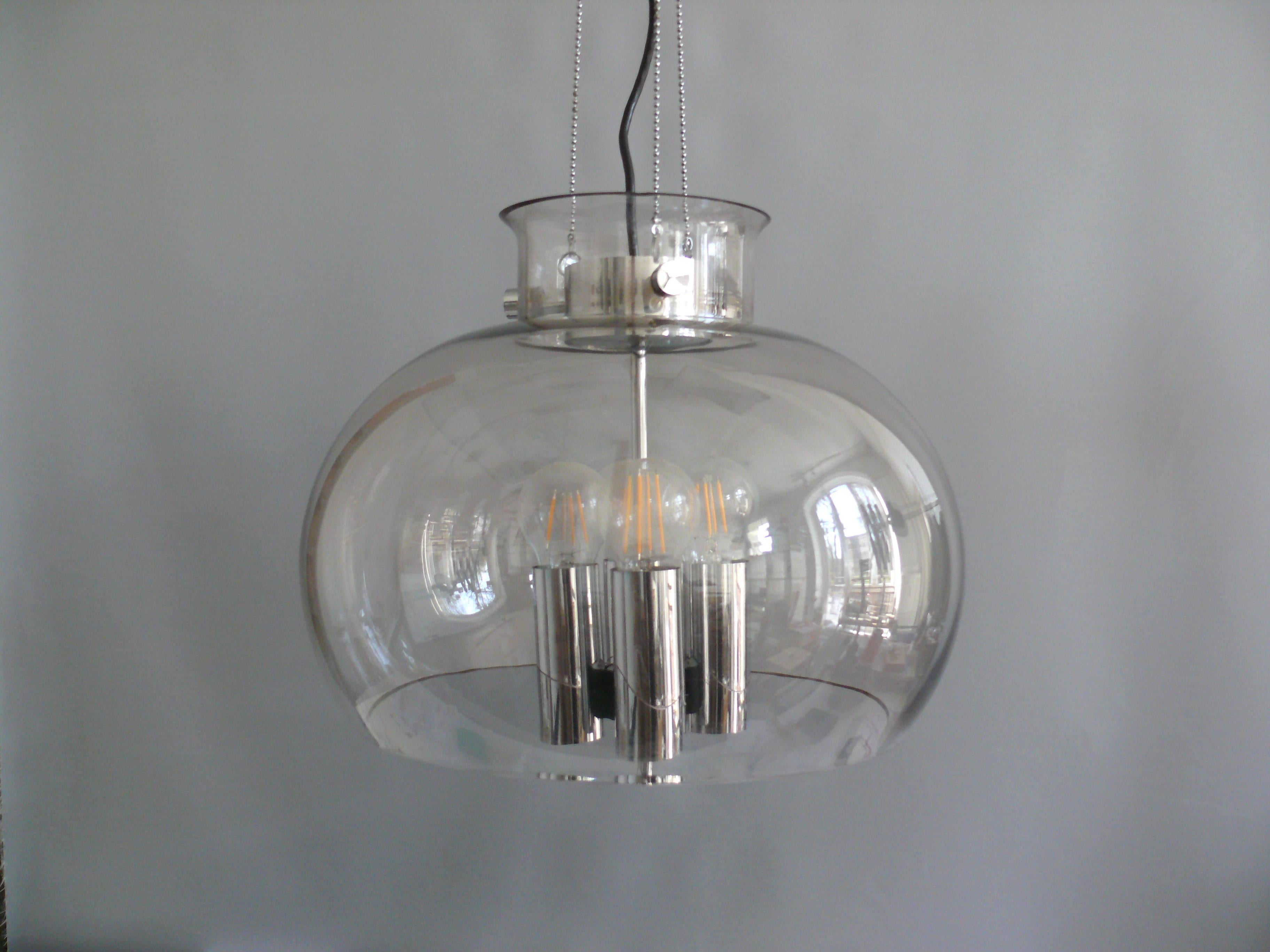 Late 20th Century Large Space Age Chandelier Made by Glashütte Limburg, 1970s For Sale