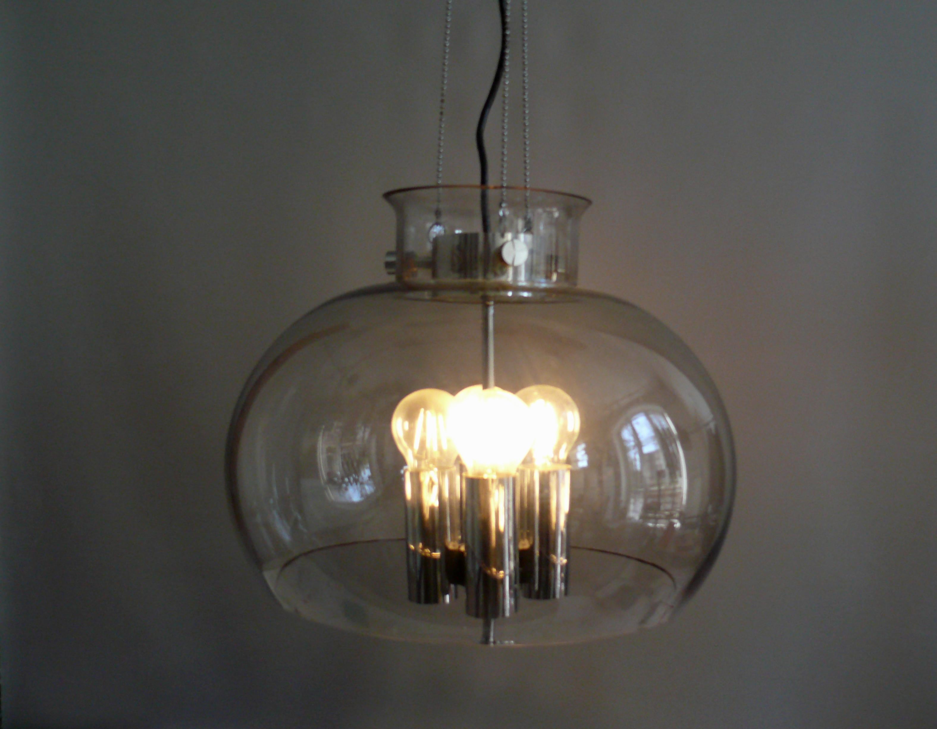 Glass Large Space Age Chandelier Made by Glashütte Limburg, 1970s For Sale