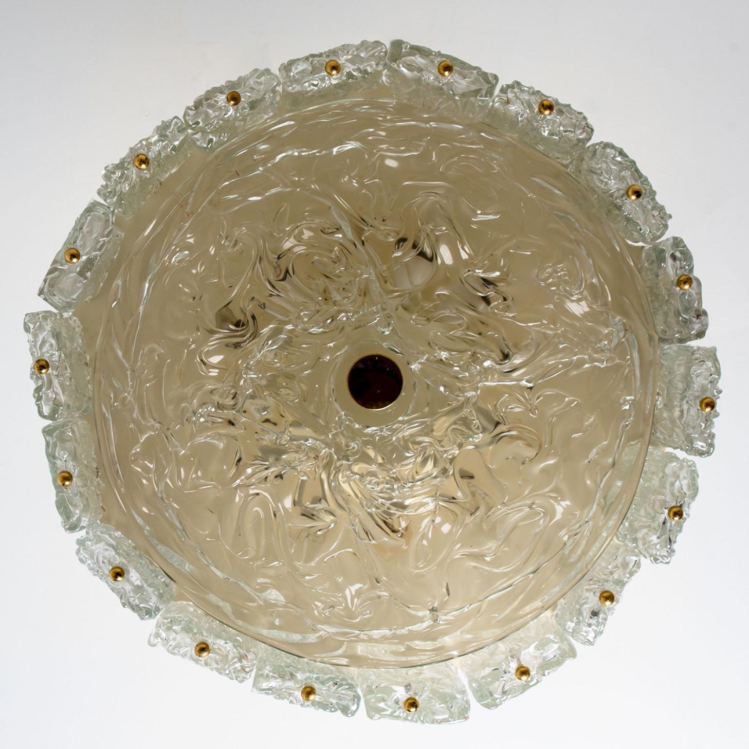 Mid-Century Modern Large Pendant with Clear Murano Glass by Barovier & Toso, Italy, 1960 For Sale