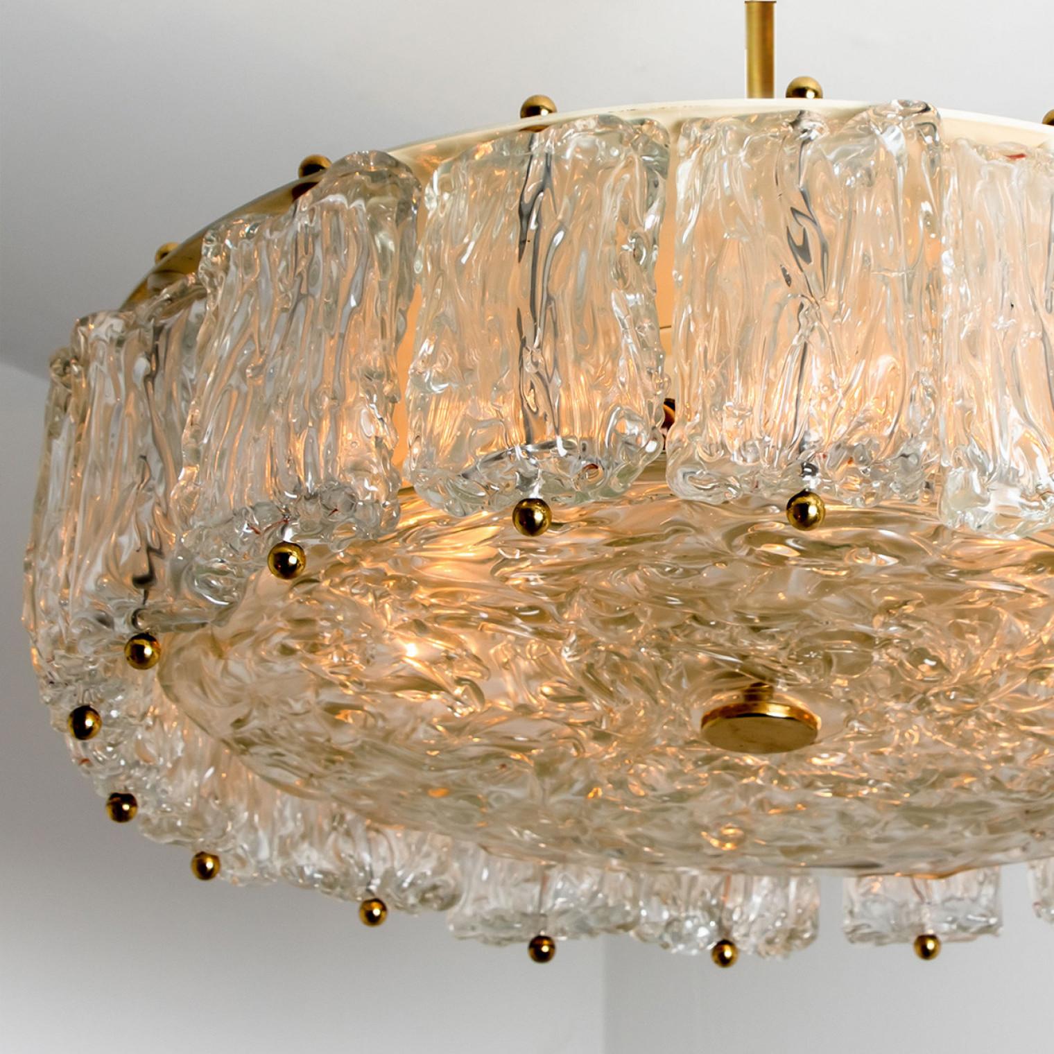 Italian Large Pendant with Clear Murano Glass by Barovier & Toso, Italy, 1960 For Sale