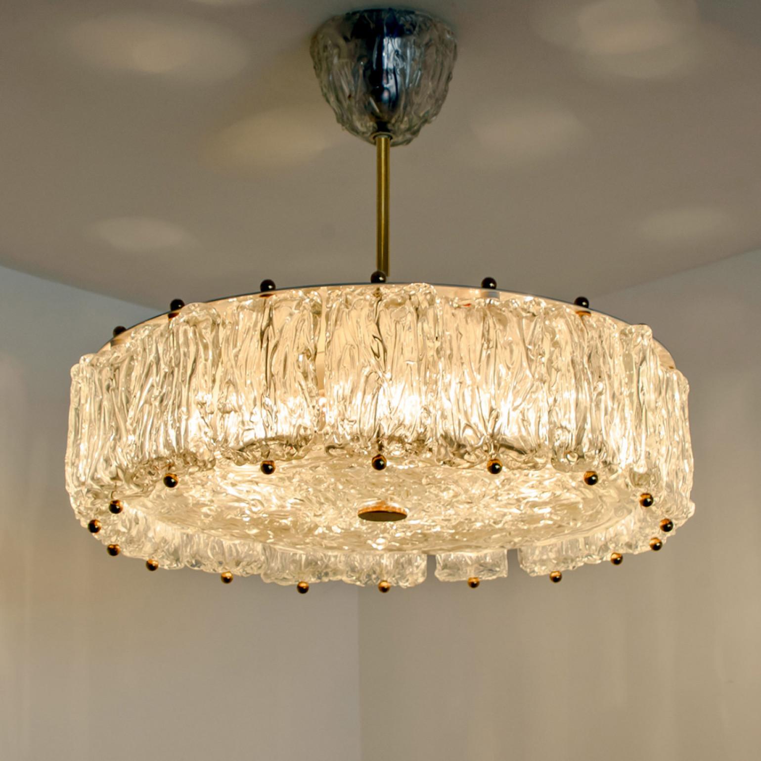 Mid-20th Century Large Pendant with Clear Murano Glass by Barovier & Toso, Italy, 1960 For Sale