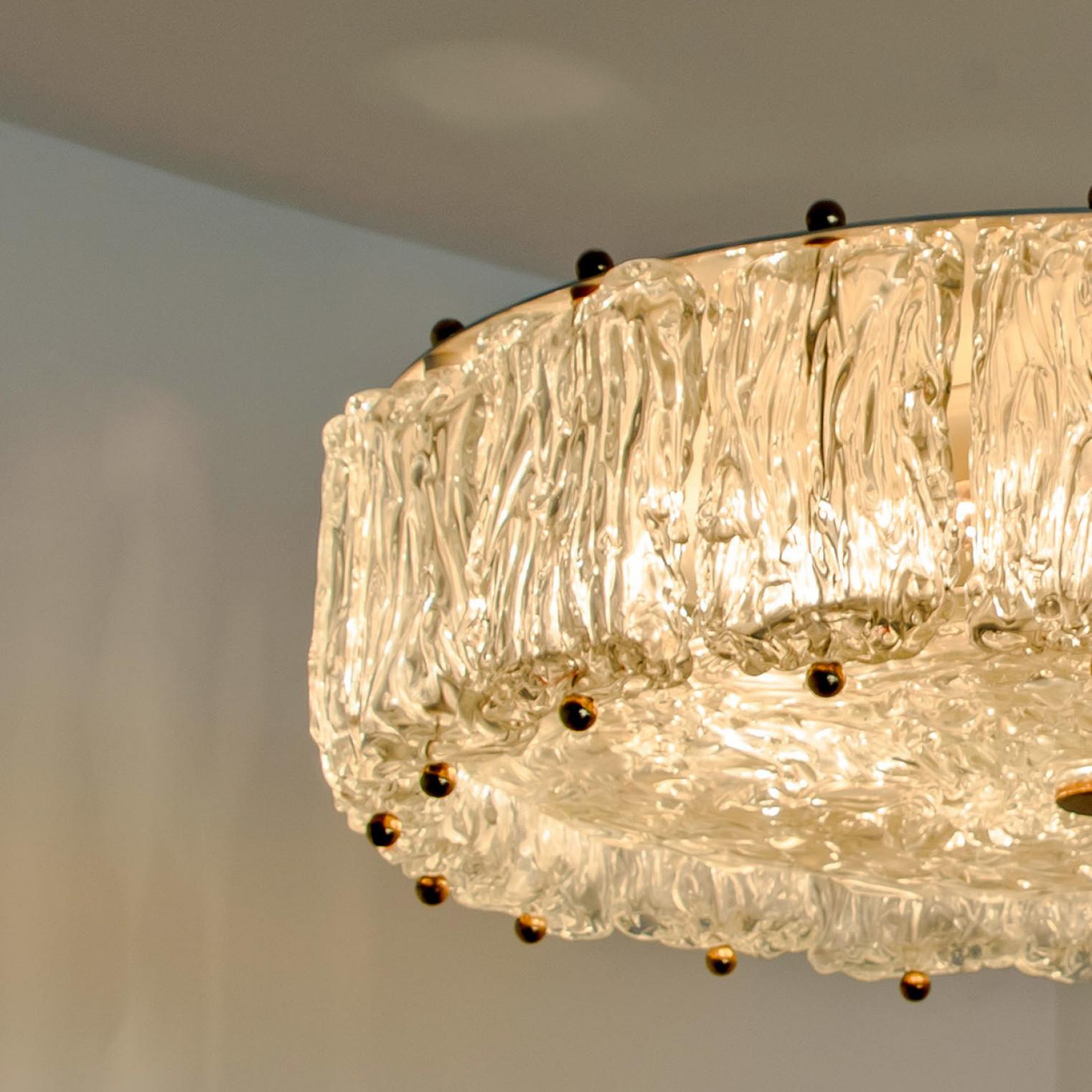 Große Pendelleuchte aus klarem Muranoglas von Barovier & Toso, Italien, 1960 (Messing) im Angebot