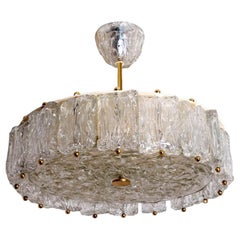 Grand lustre à suspension en verre de Murano transparent de Barovier & Toso, Italie, 1960