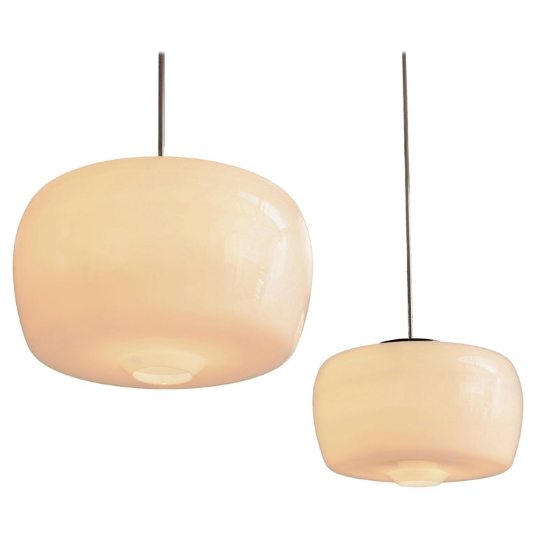 Large Pendants in Opaline Glass