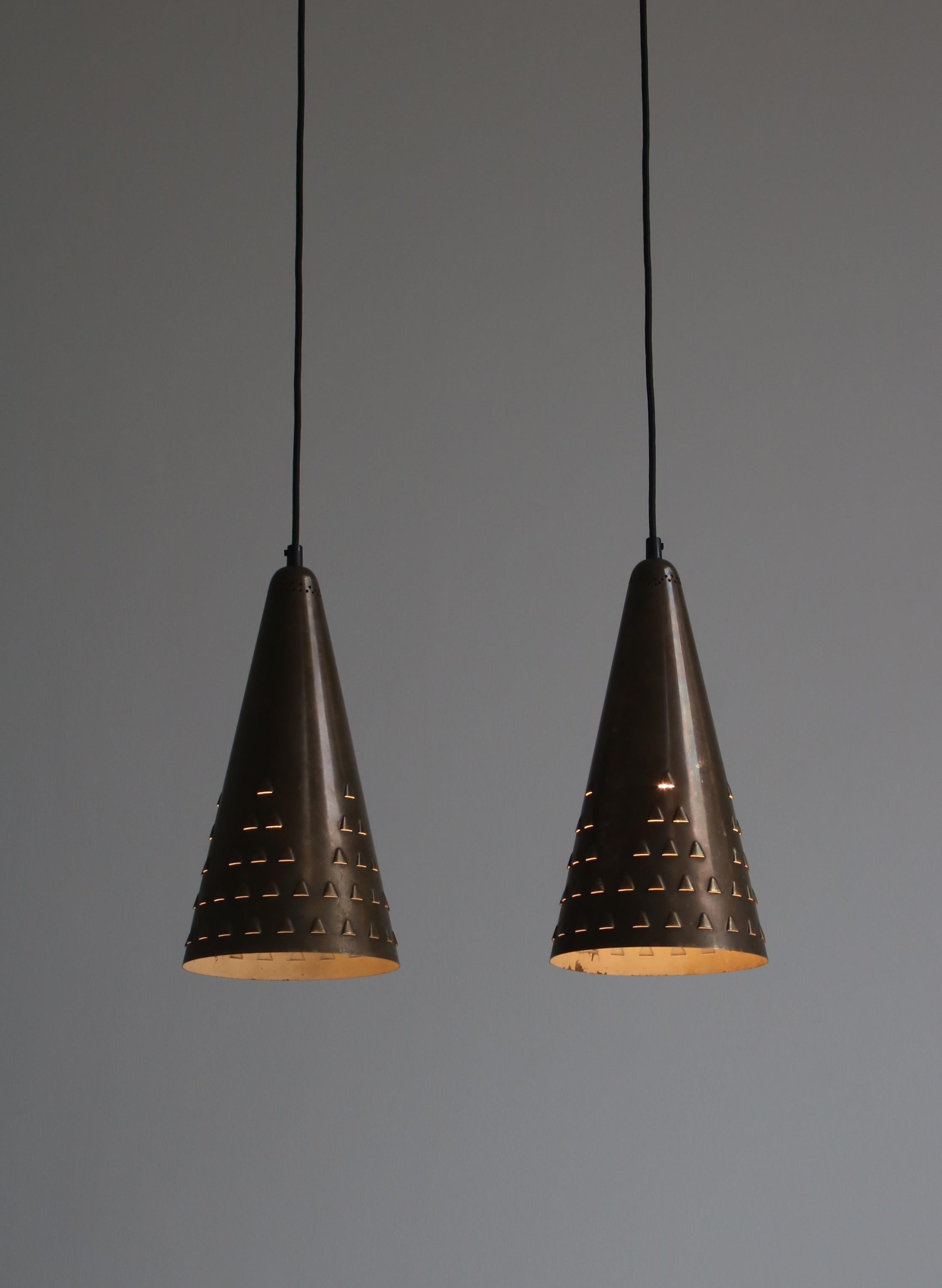 Large Pendants in Patinated Brass by Brockmann-Petersen, Danish Modern, 1953 For Sale 7