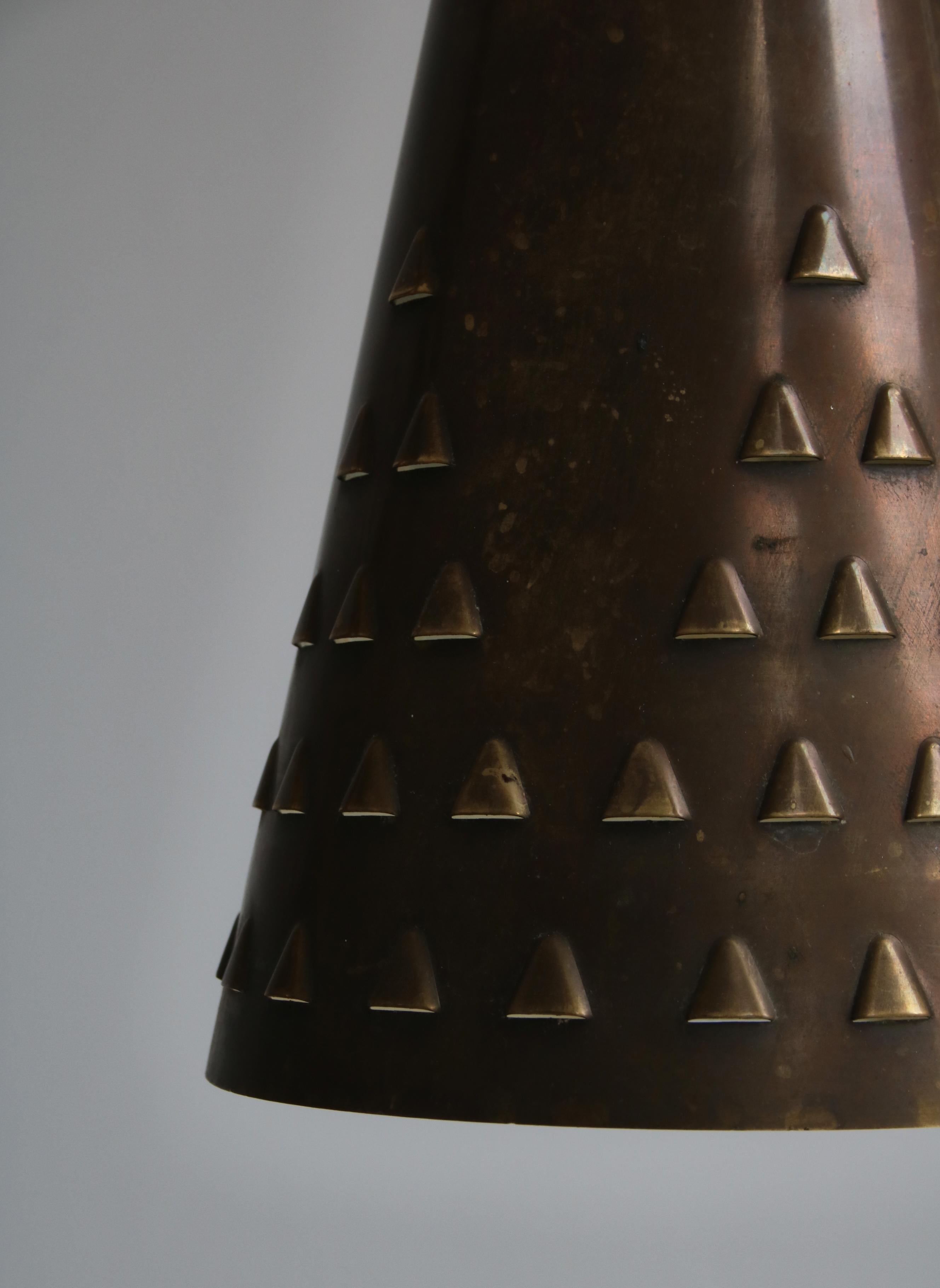 Large Pendants in Patinated Brass by Brockmann-Petersen, Danish Modern, 1953 In Good Condition For Sale In Odense, DK