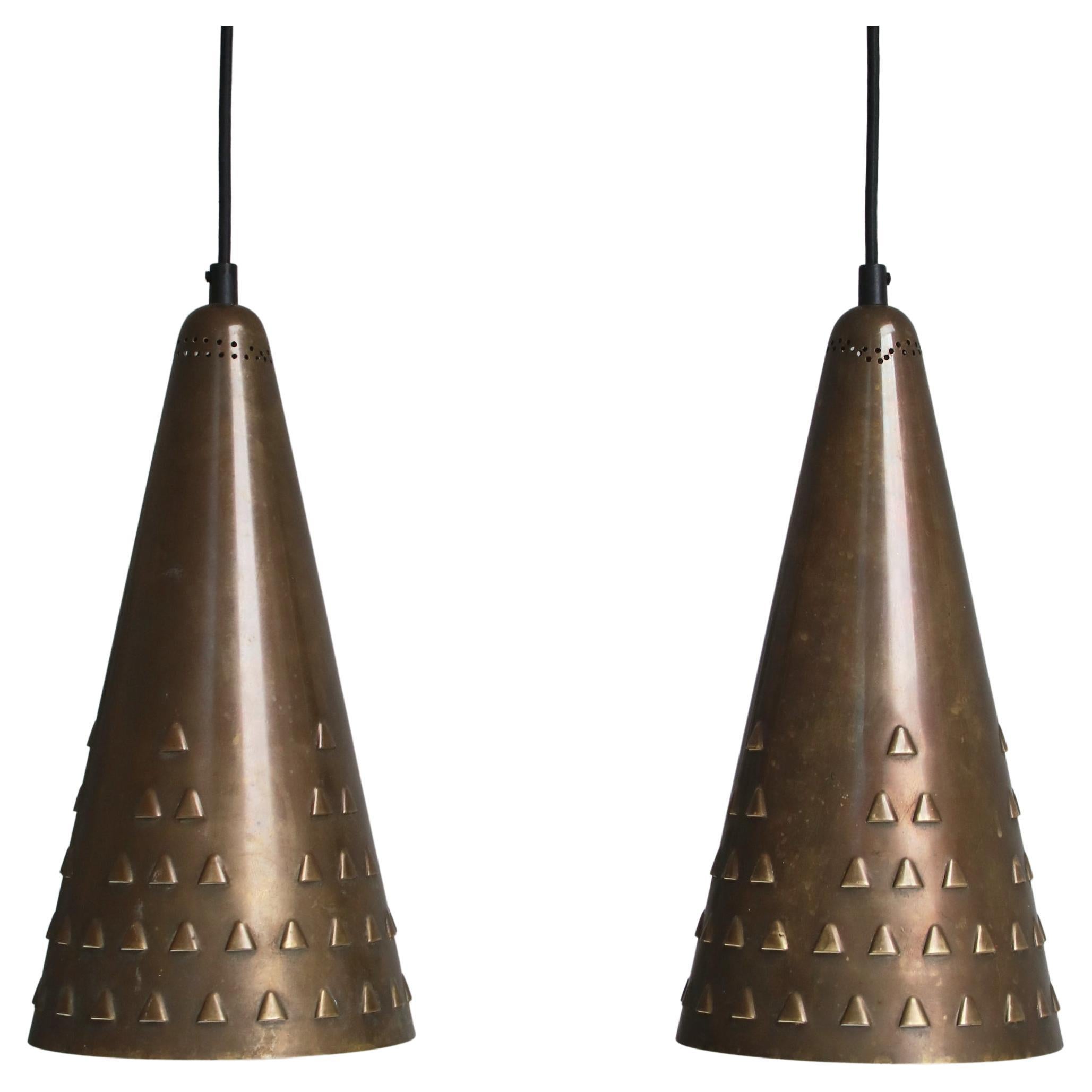 Large Pendants in Patinated Brass by Brockmann-Petersen, Danish Modern, 1953 For Sale