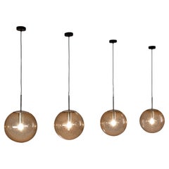 Retro Large Pendants in Smoked Glass and Chrome
