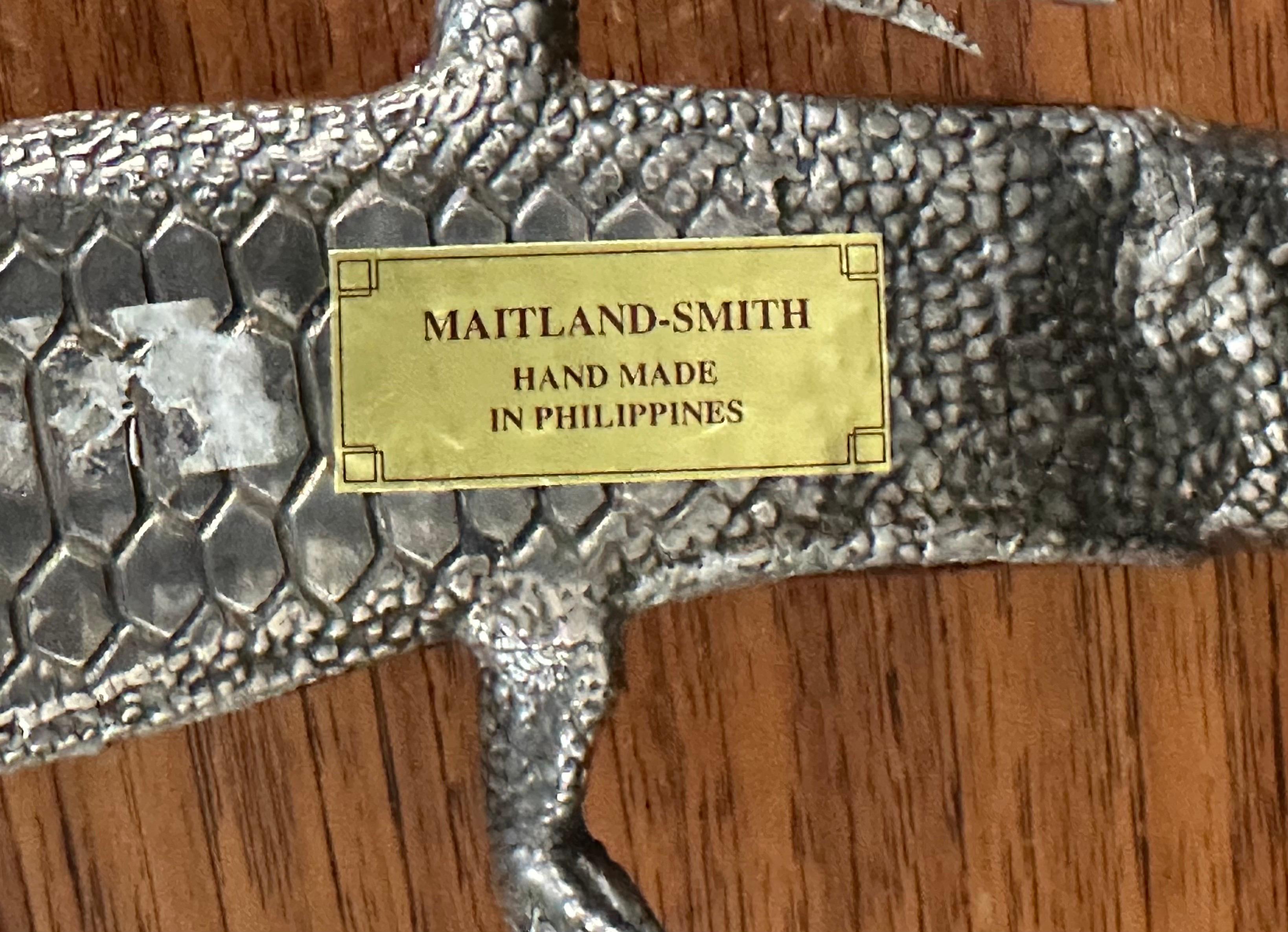 Grande sculpture de lézard en forme de coquille de stylo et plaqué argent de Maitland Smith en vente 6