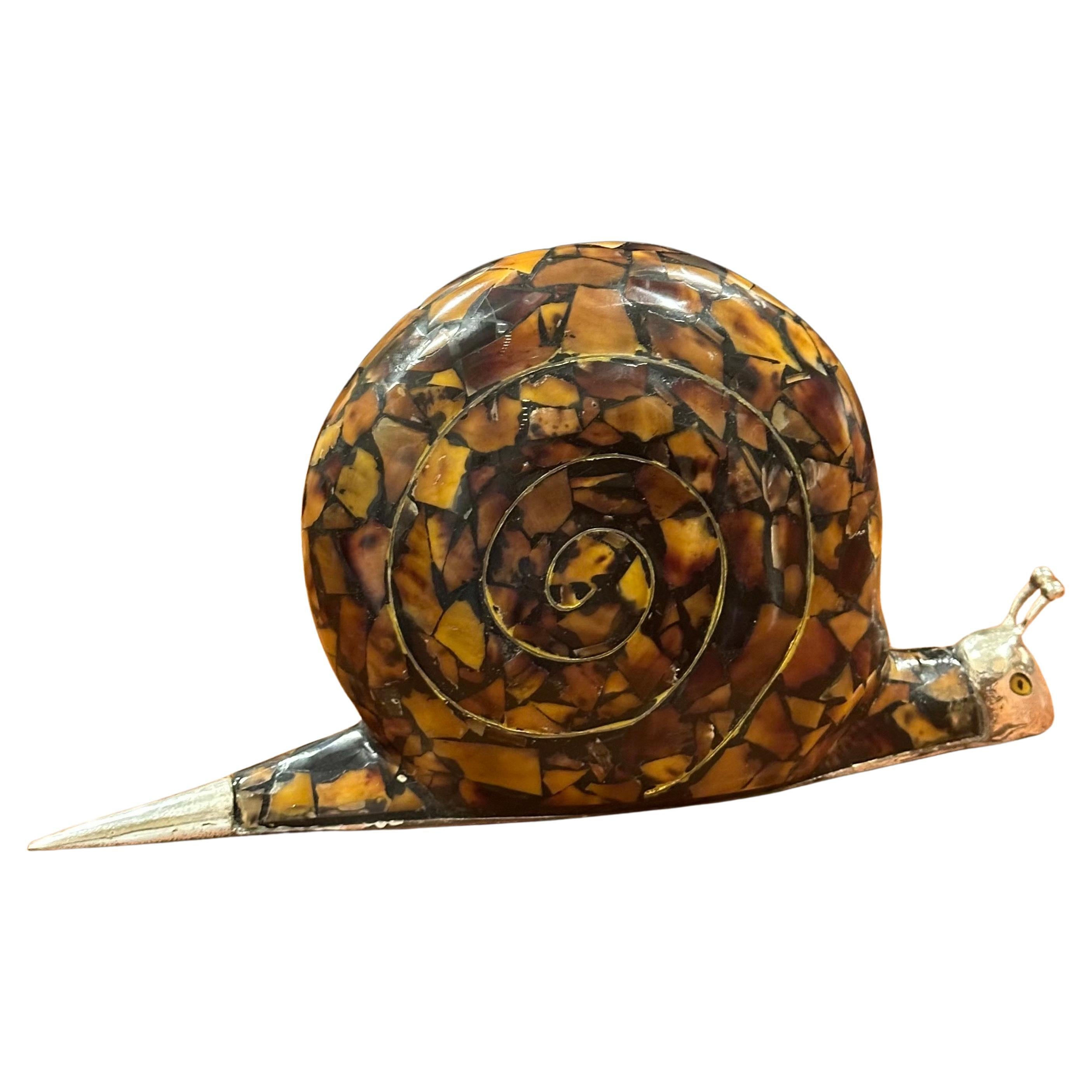 Large Penshell and Silver Plate Snail Sculpture by Maitland Smith For Sale 7