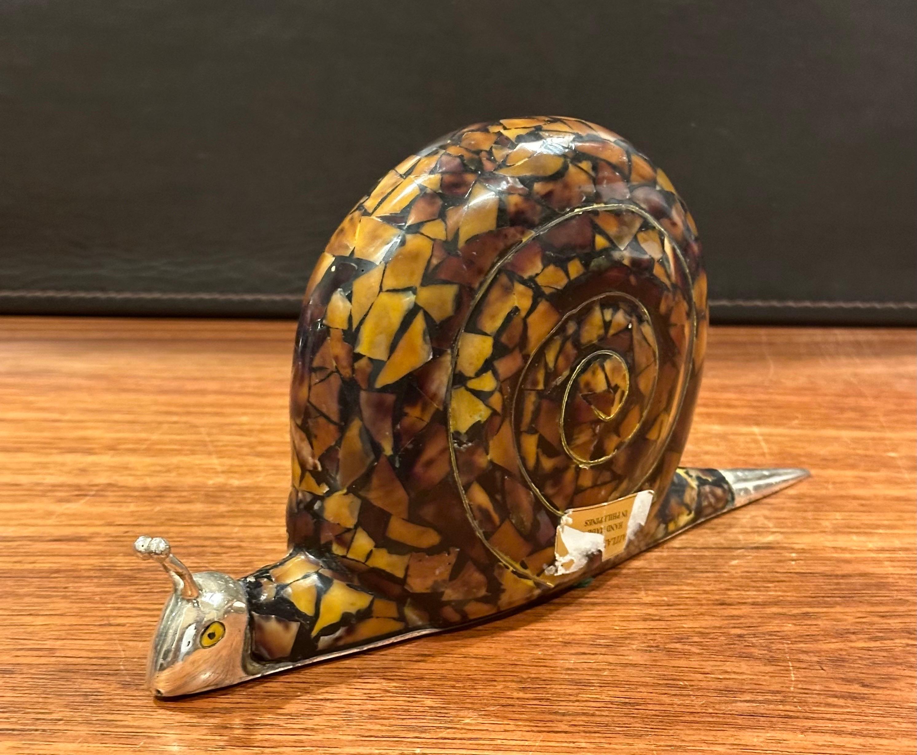 20th Century Large Penshell and Silver Plate Snail Sculpture by Maitland Smith For Sale
