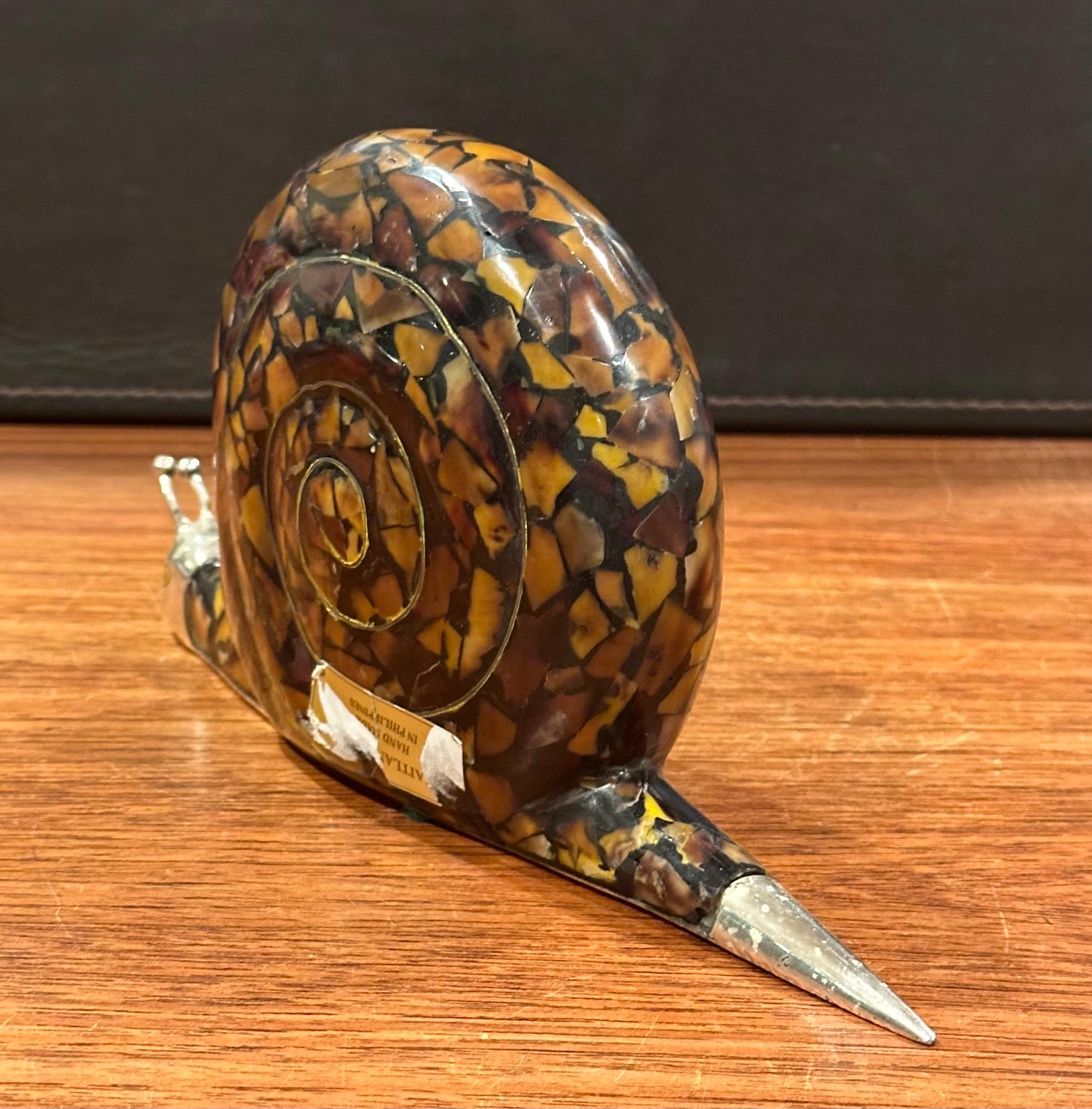 Large Penshell and Silver Plate Snail Sculpture by Maitland Smith For Sale 2