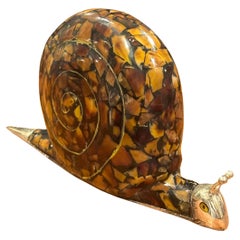 Large Penshell and Silver Plate Snail Sculpture by Maitland Smith