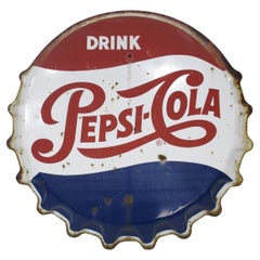 Large Pepsi Cola Metal Bottle Cap Sign by Stout 