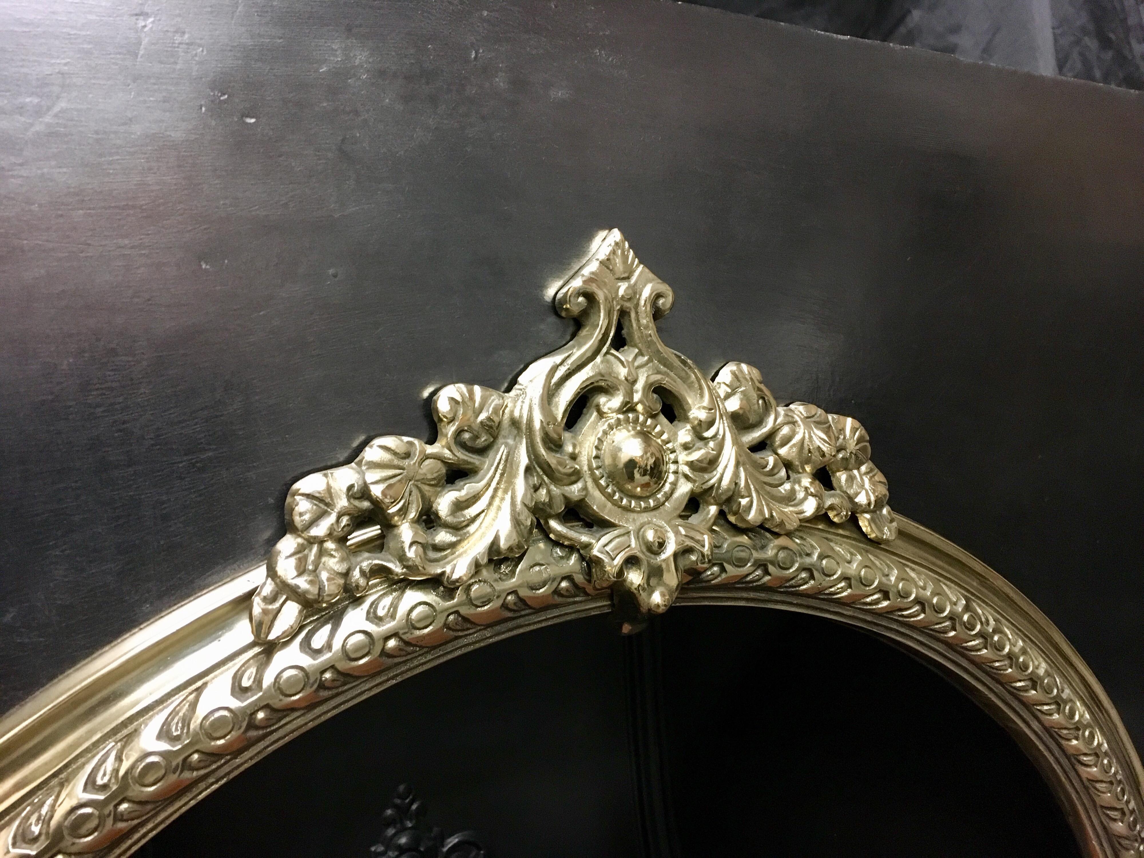 Large Period Cast Iron and Brass Arch Victorian Manor Fireplace Insert 2