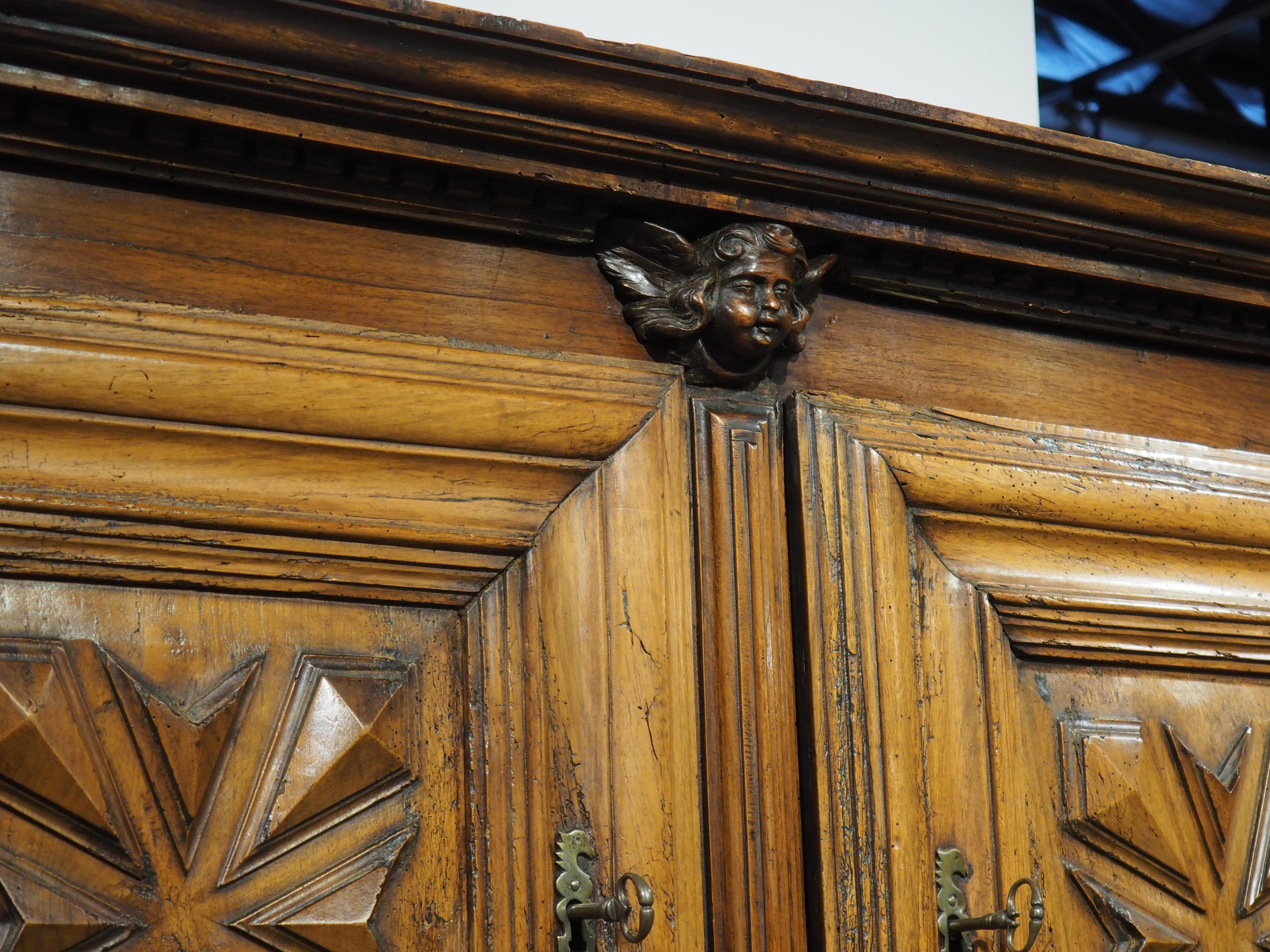 Large Period Louis XIII 17th Century Walnut Wood Buffet Deux Corps from France For Sale 6