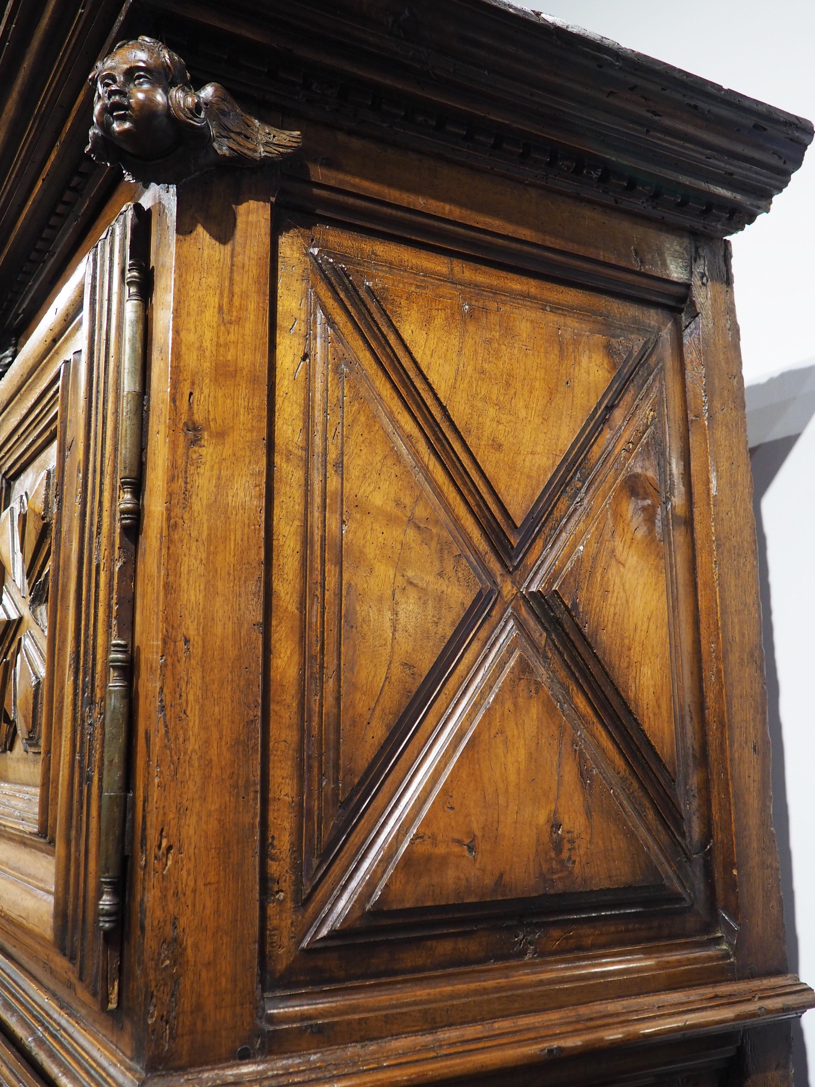 Large Period Louis XIII 17th Century Walnut Wood Buffet Deux Corps from France 8