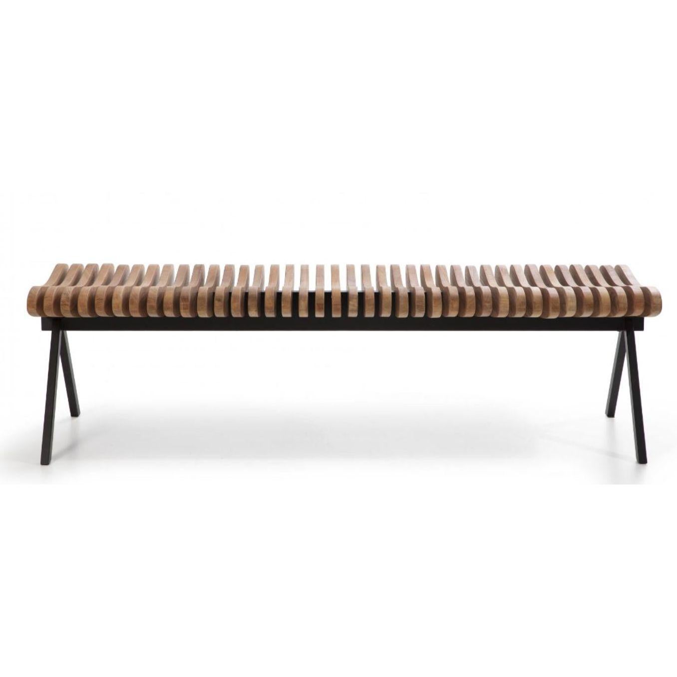 Large Perlude teak bench by Caroline Voet
Dimensions: 50 x 190 x H 43 cm
Materials: Teak
Also available in oak natural, seating oak black, seating walnut natural.

The PRELUDE benches are assembled from top grade FSC-labelled wood, solid oak