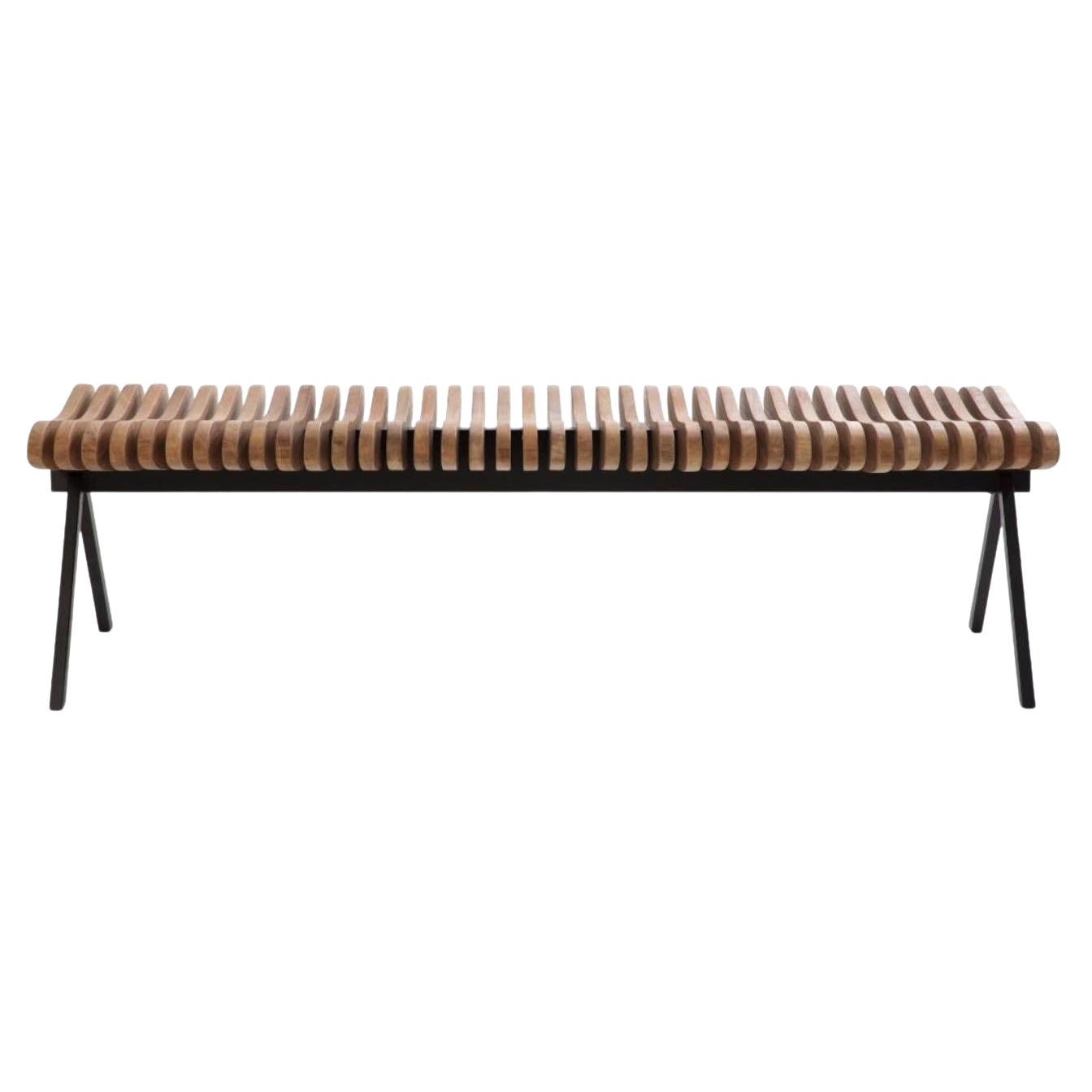 Large Perlude Teak Bench by Caroline Voet