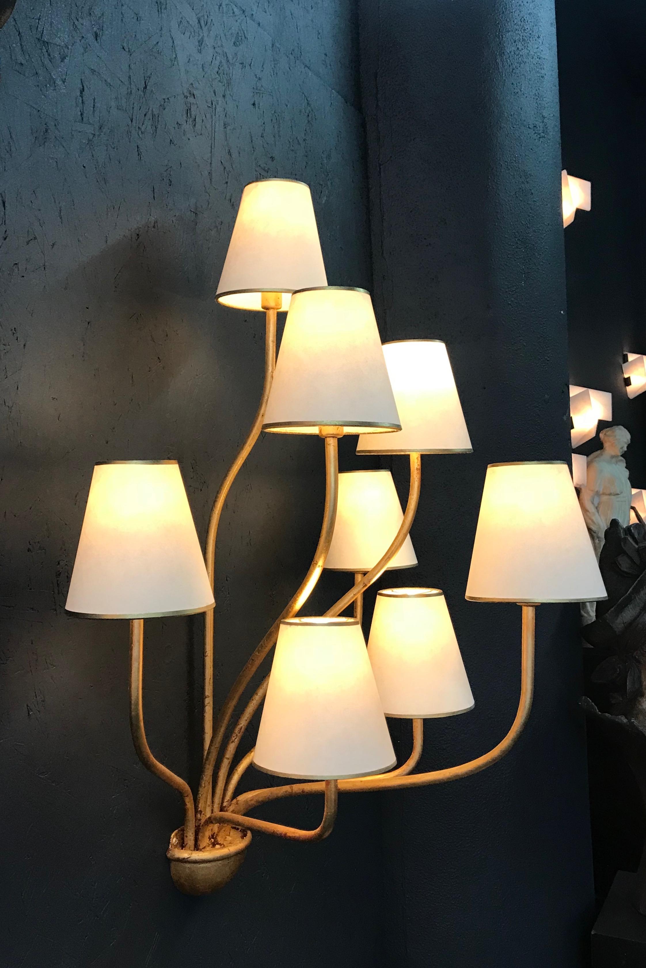 Metal Large 'Persanne' Eight-Arm Wall Light in the Style of Jean Royère