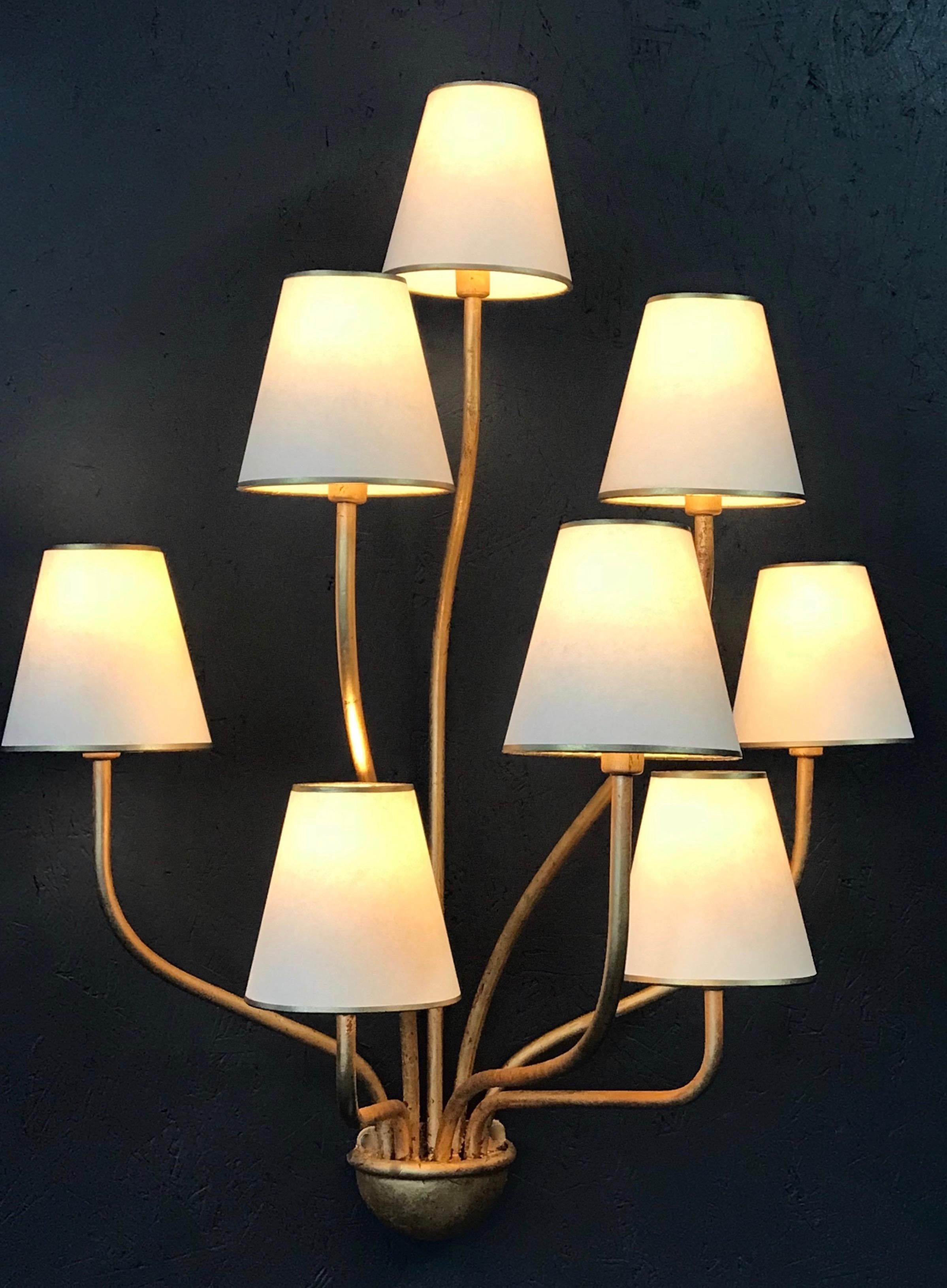 French Large 'Persanne' Eight-Arm Wall Light in the Style of Jean Royère