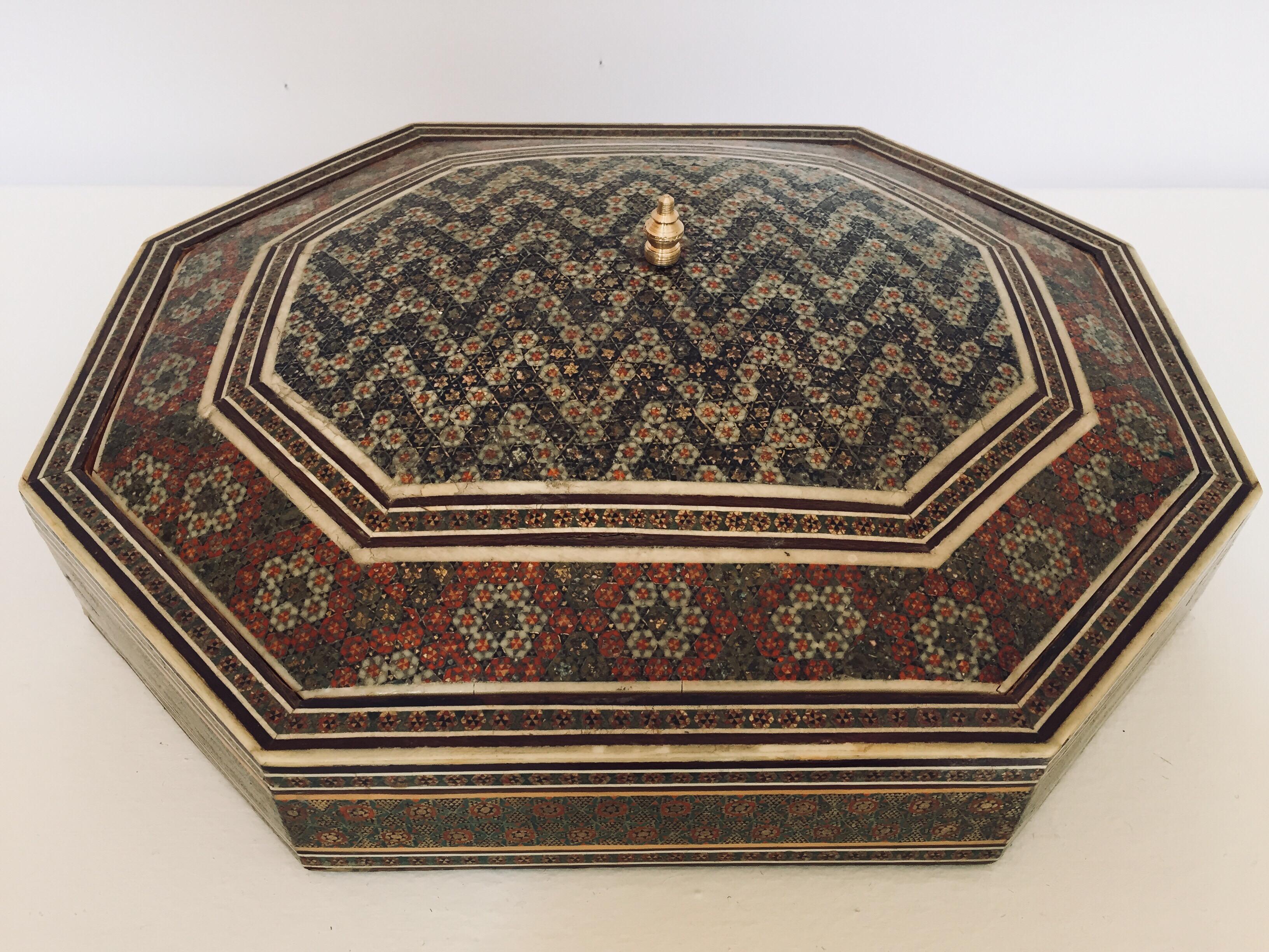 Islamic Large Persian Decorative Micro Mosaic Inlaid Jewelry Box