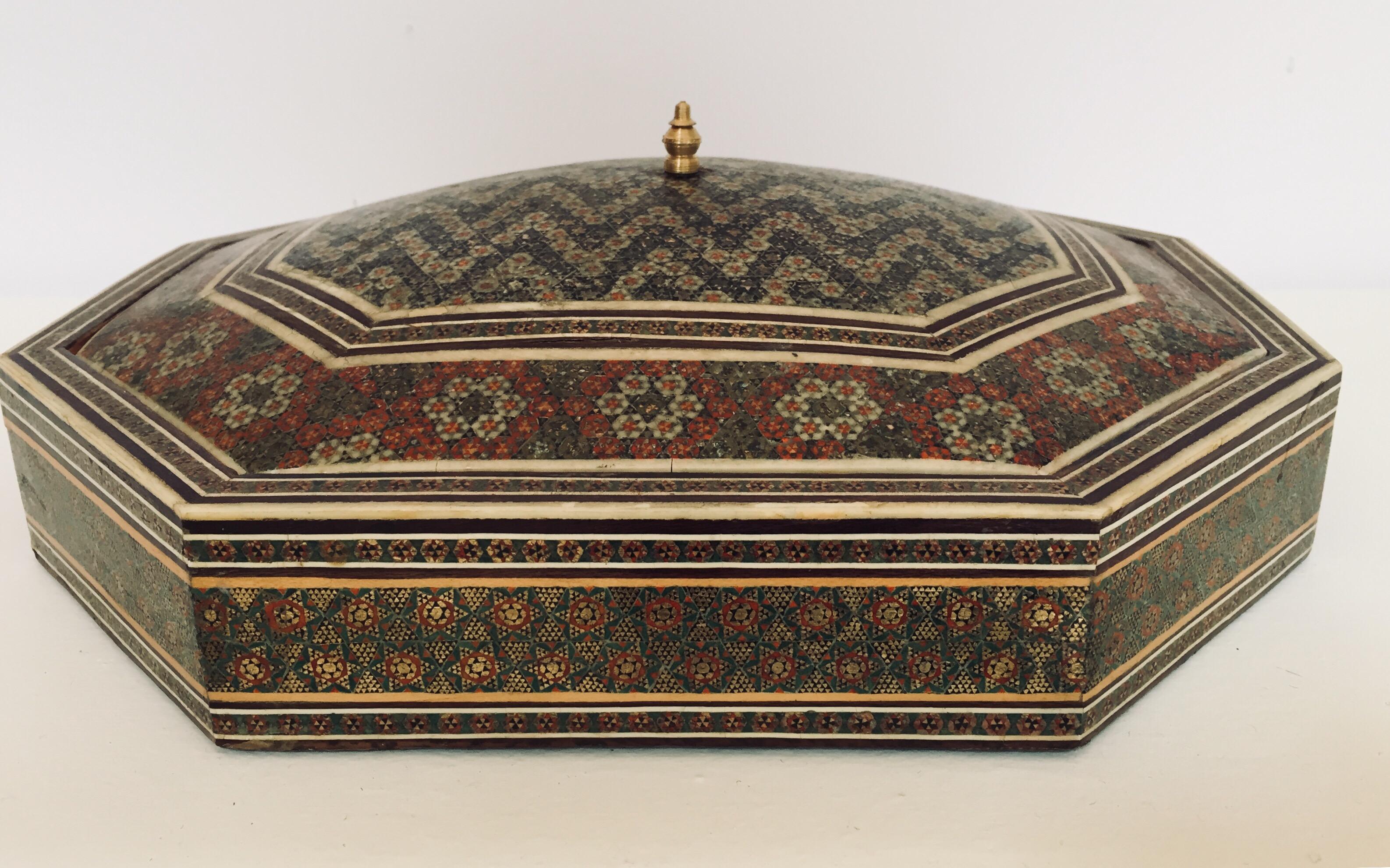20th Century Large Persian Decorative Micro Mosaic Inlaid Jewelry Box
