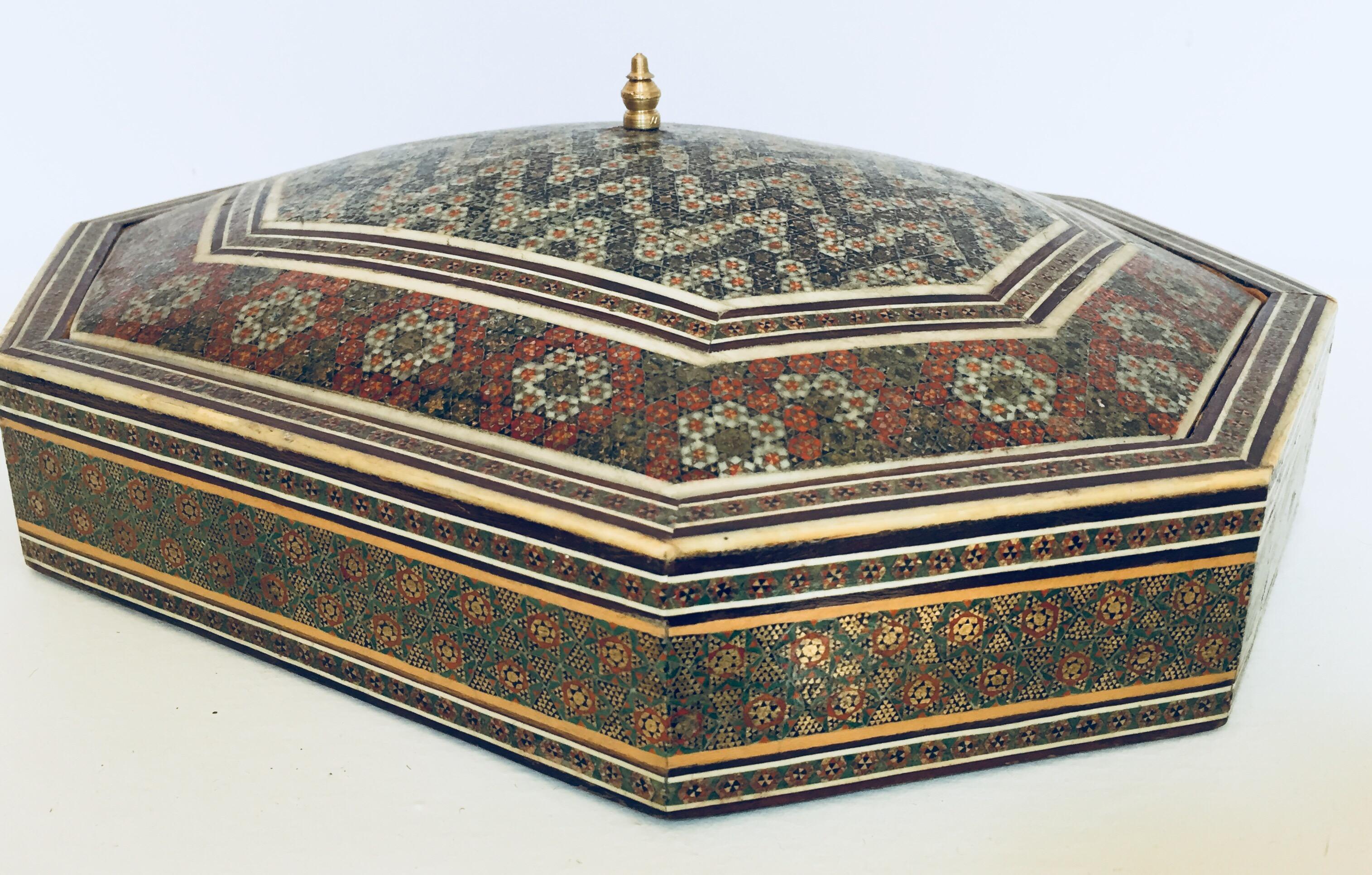 Bone Large Persian Decorative Micro Mosaic Inlaid Jewelry Box