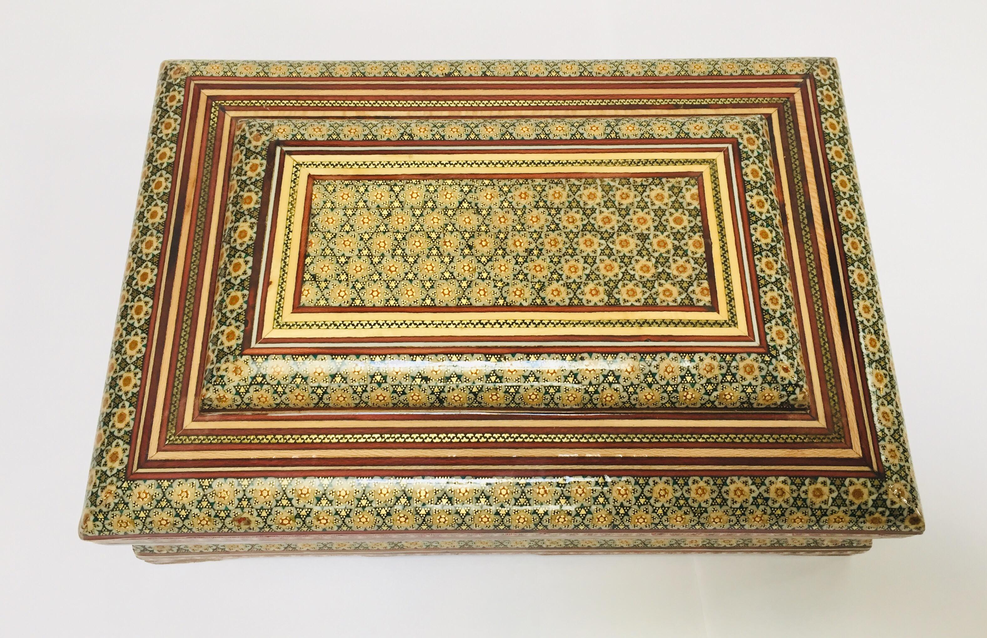 Large Persian Jewelry Mosaic Sadeli Khatam Inlaid Box 3