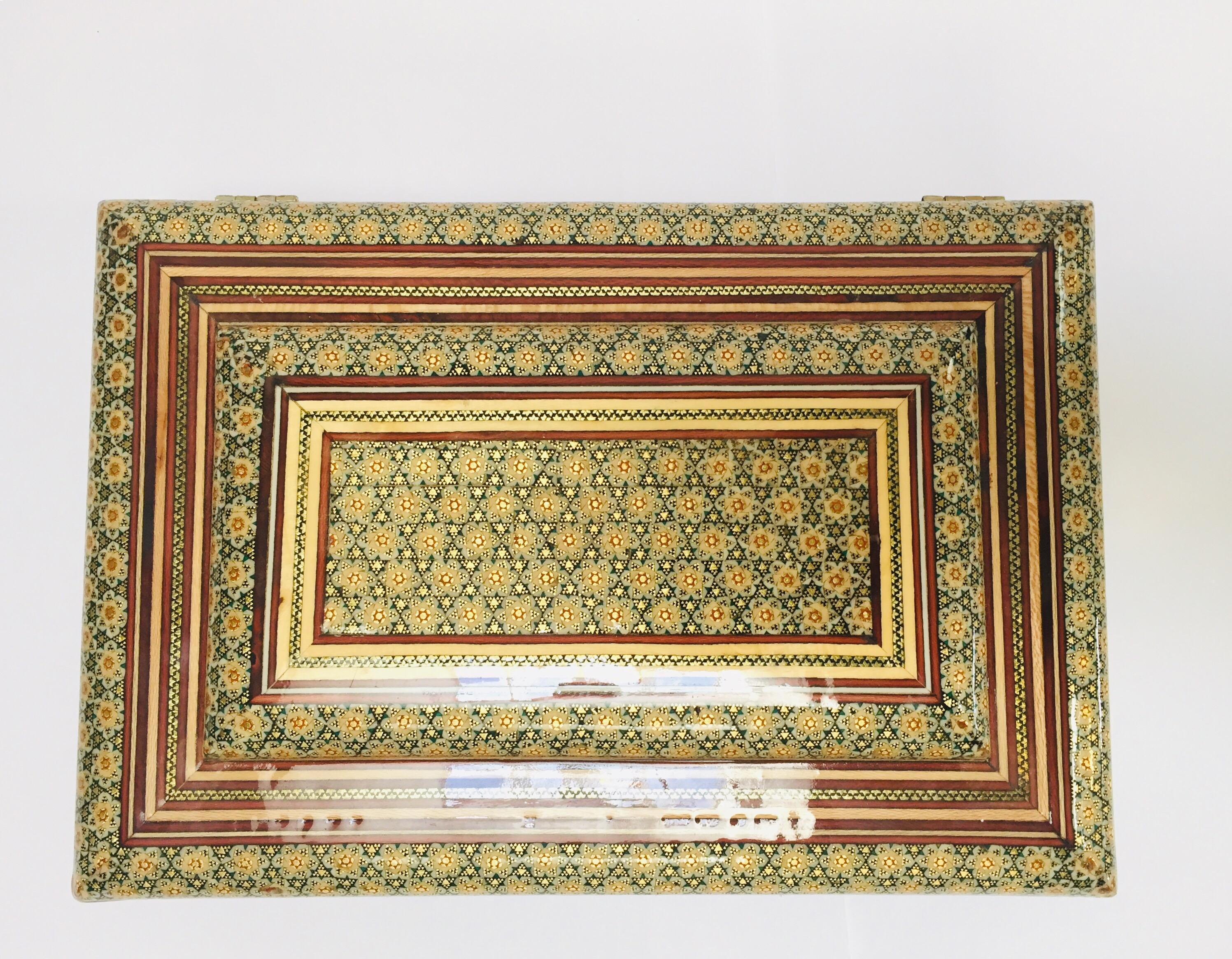 Large Persian Jewelry Mosaic Sadeli Khatam Inlaid Box 4