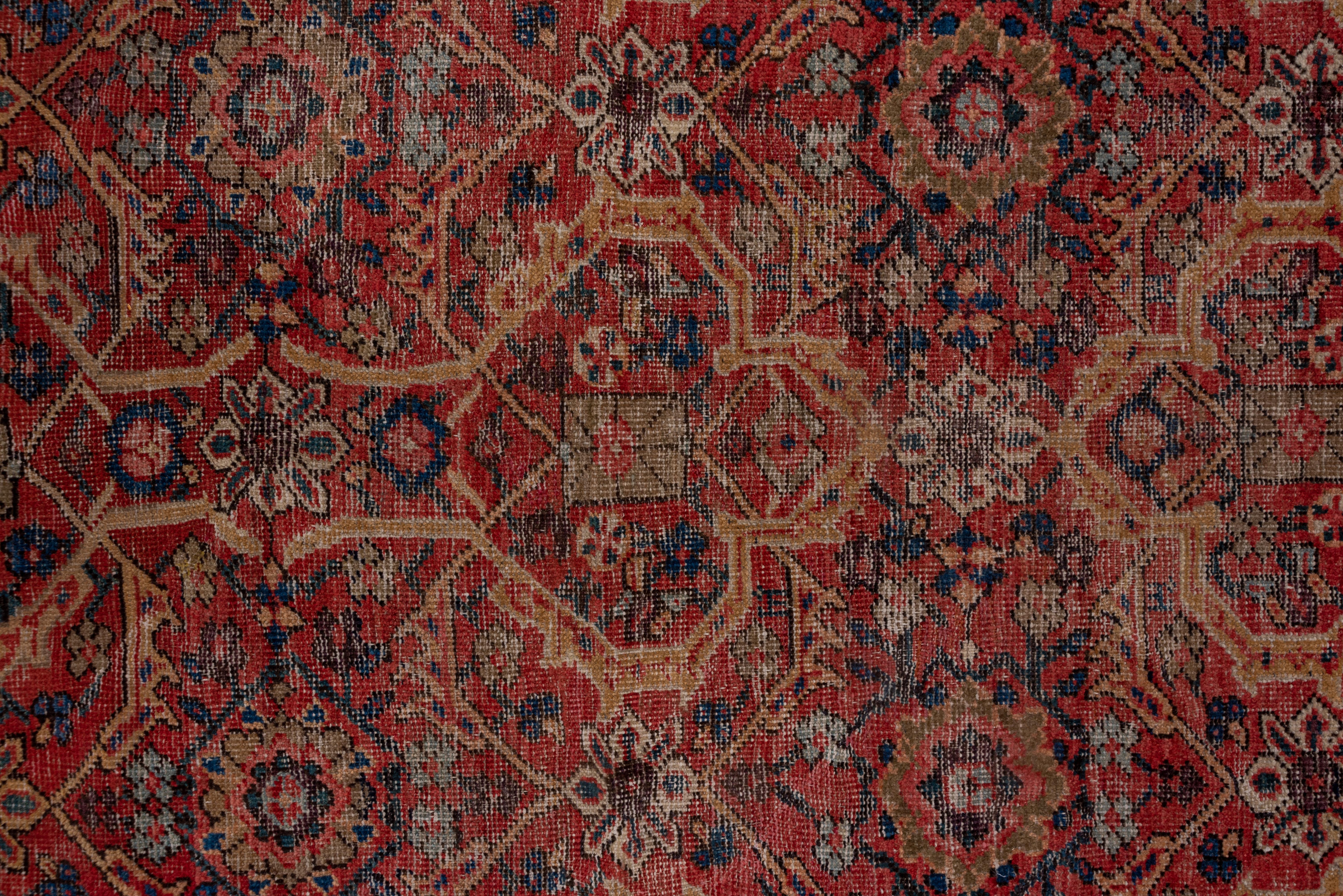Tribal Large Persian Mahal Carpet, Coral Red Field For Sale