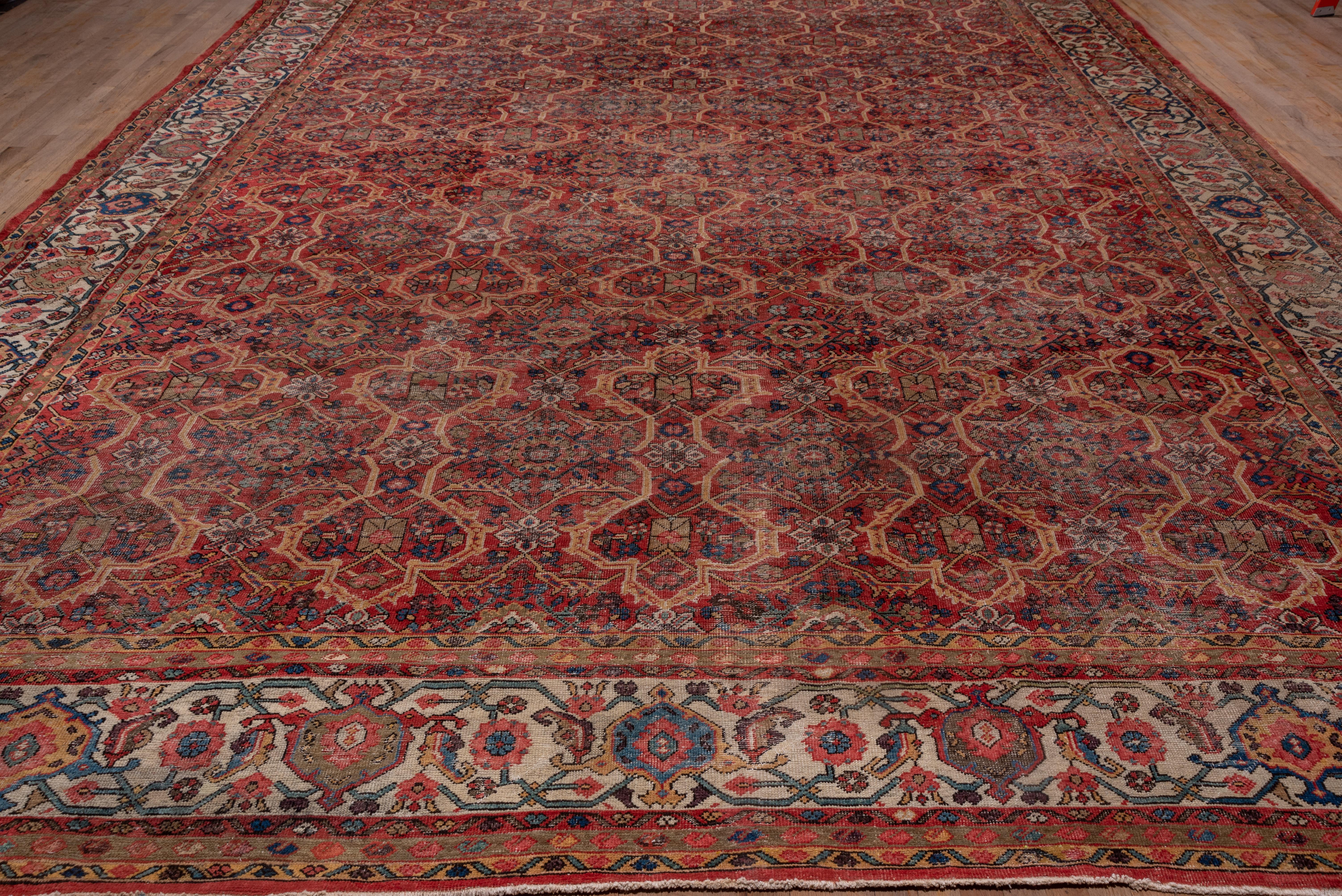Hand-Knotted Large Persian Mahal Carpet, Coral Red Field For Sale