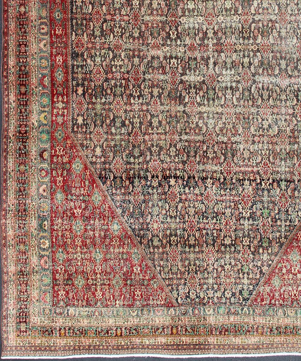Colorful Large Persian Antique Qashqai rug with beautiful tribal motif design, rug 17-0912, country of origin / type: Iran / Qashqai, circa 1930.

The Qashgai nomads are found in the Fars province in southwest Iran. They move twice a year, between