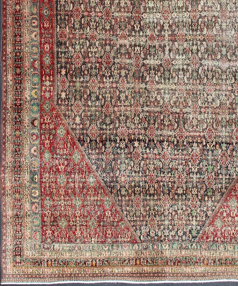 Colorful Large Persian Antique Qashqai rug with A Beautiful Tribal
