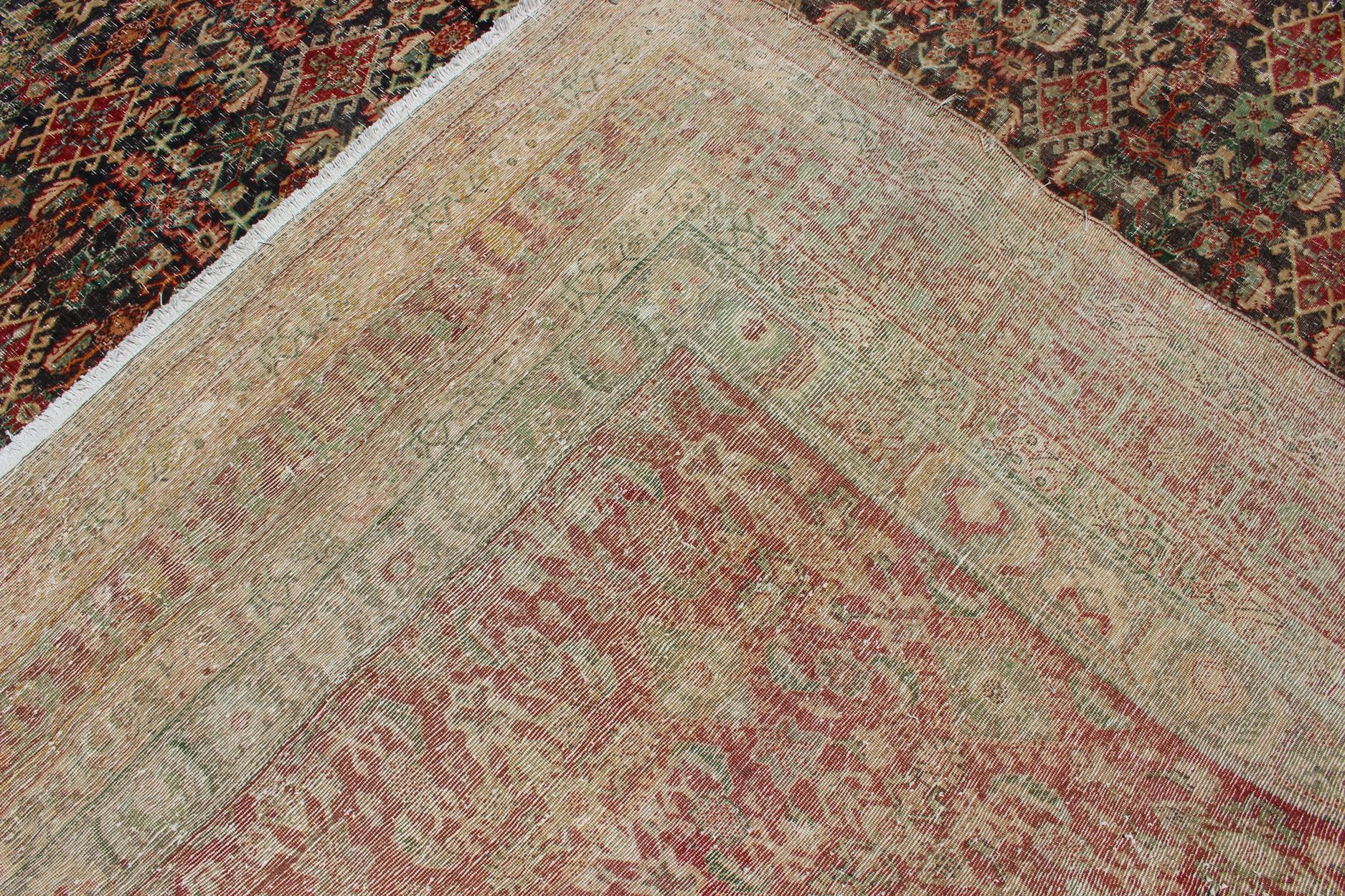 Colorful Large Persian Antique Qashqai rug with A Beautiful Tribal Motif Design For Sale 13