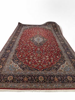 Très grand tapis de style Tabriz, de style néo-persan, à médaillon floral, 17 pieds 3 pouces x 10 pouces