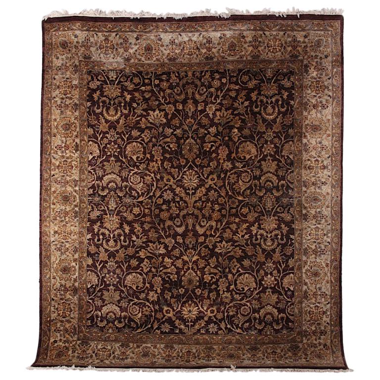 Large Persian Silk and Wool Area Carpet