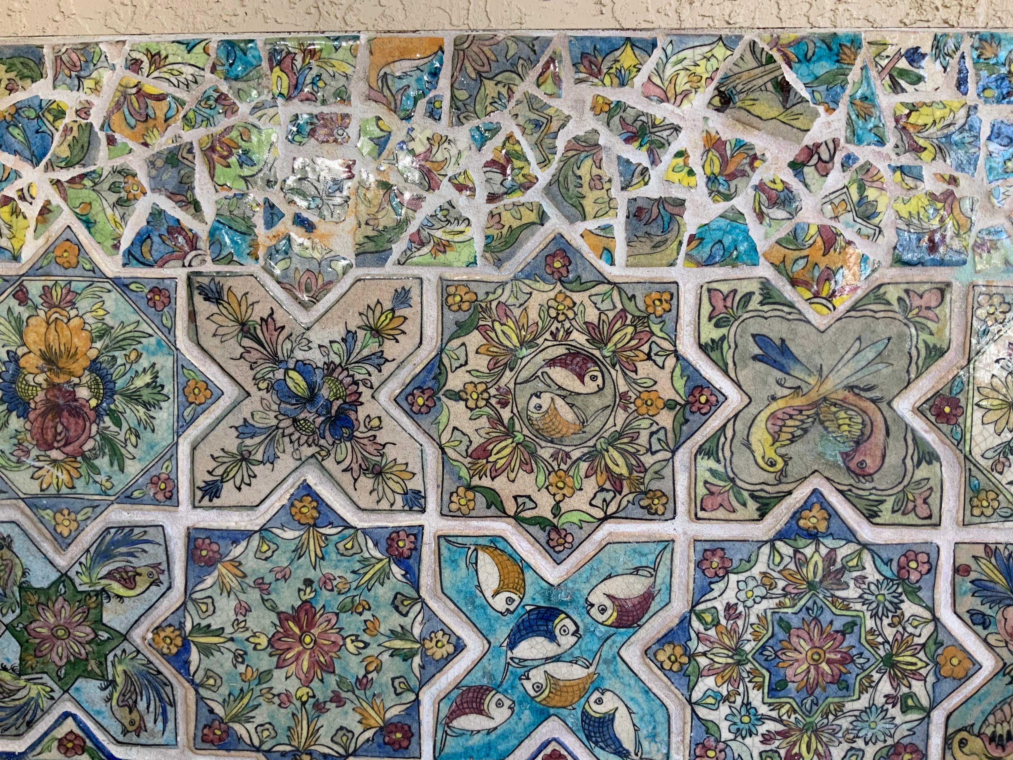 Large Persian Tile Wall Hanging In Good Condition In Delray Beach, FL