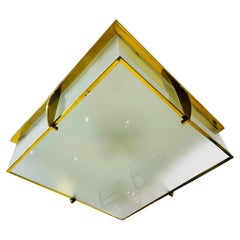 Large Perzel French Art Deco 1940s Flush Ceiling Lamp Two