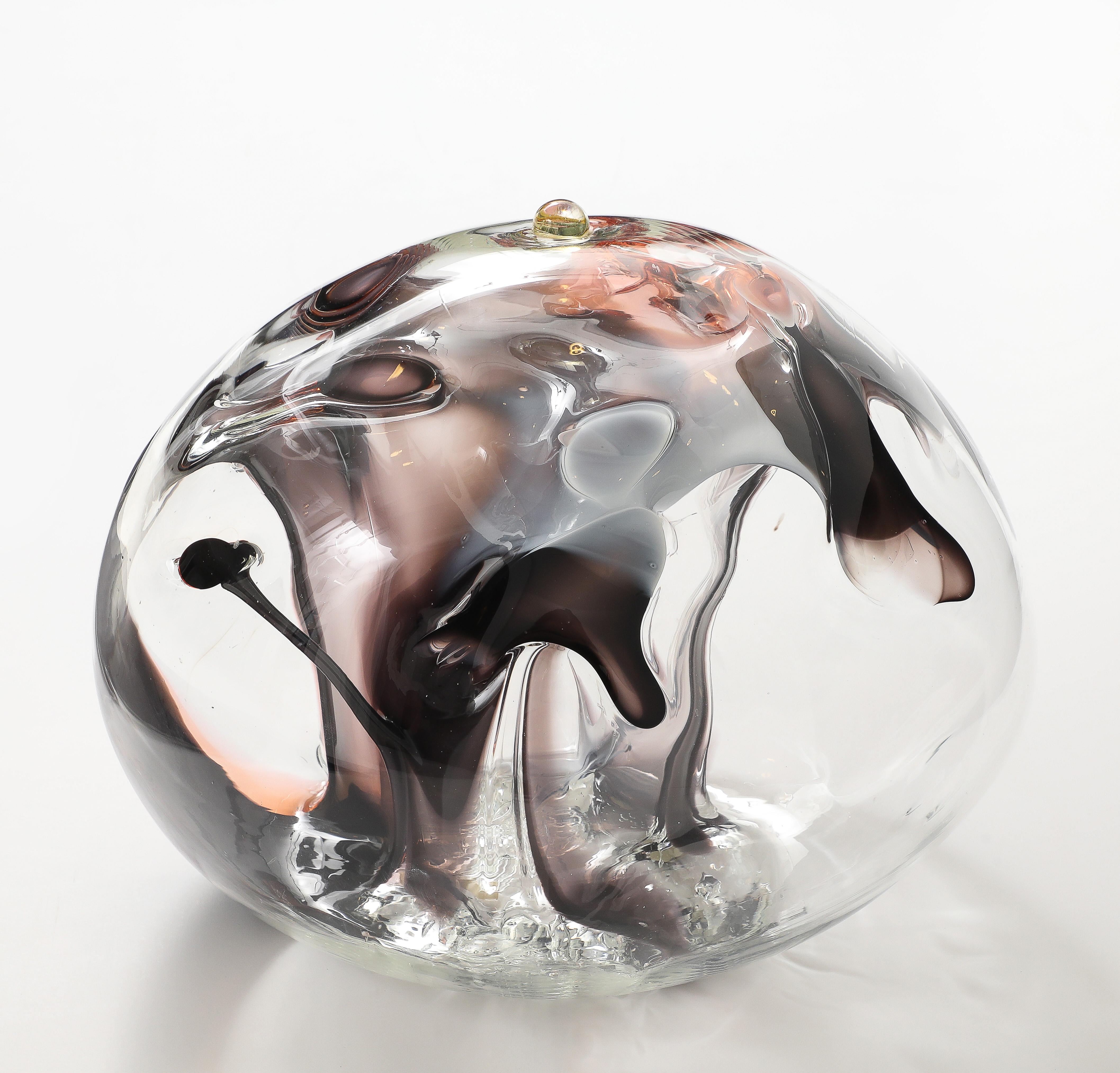 Grande scultura a forma di orbita in vetro di Peter Bramhall 1988 in vendita 3