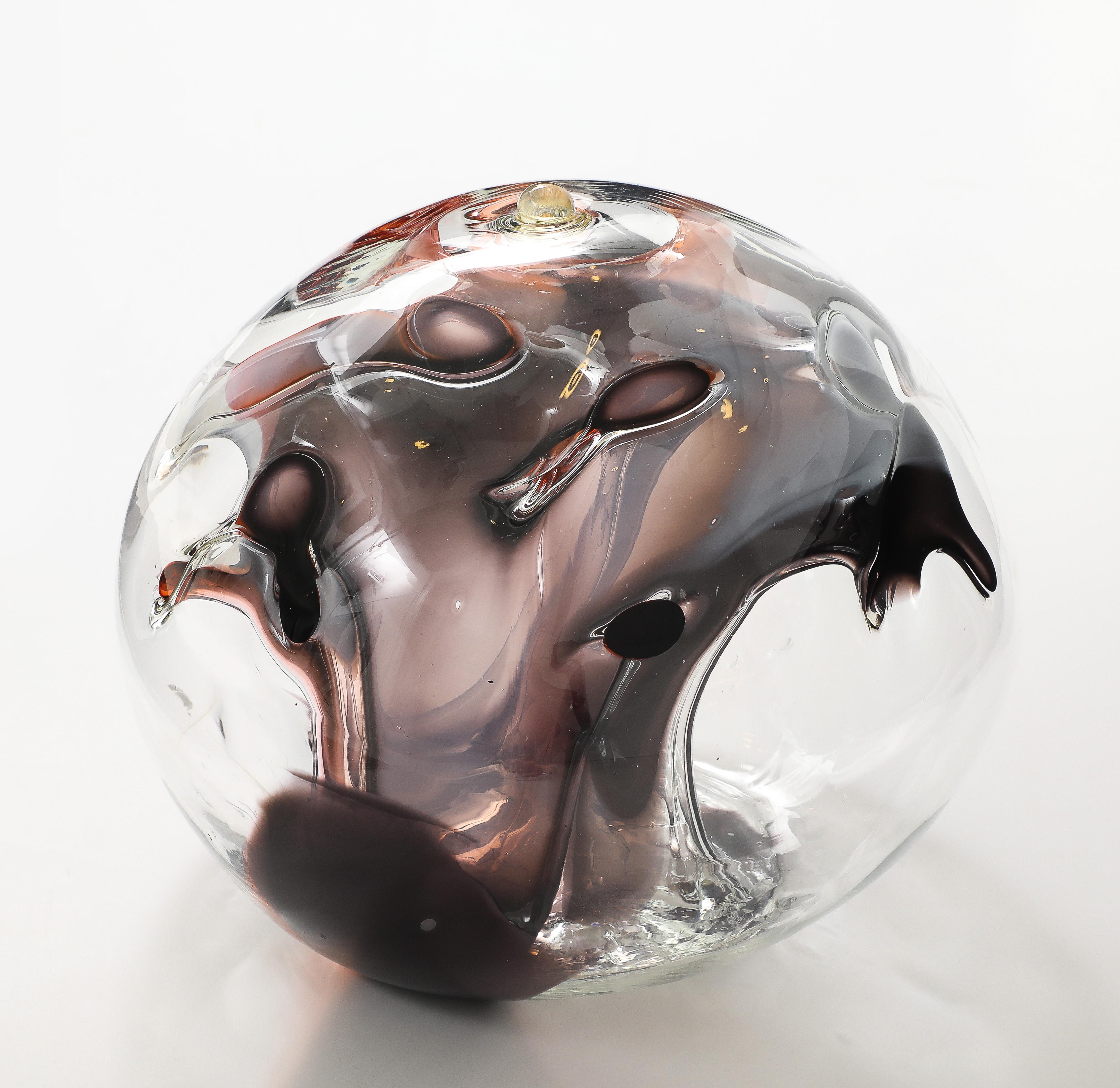 Grande scultura a forma di orbita in vetro di Peter Bramhall 1988 in vendita 1