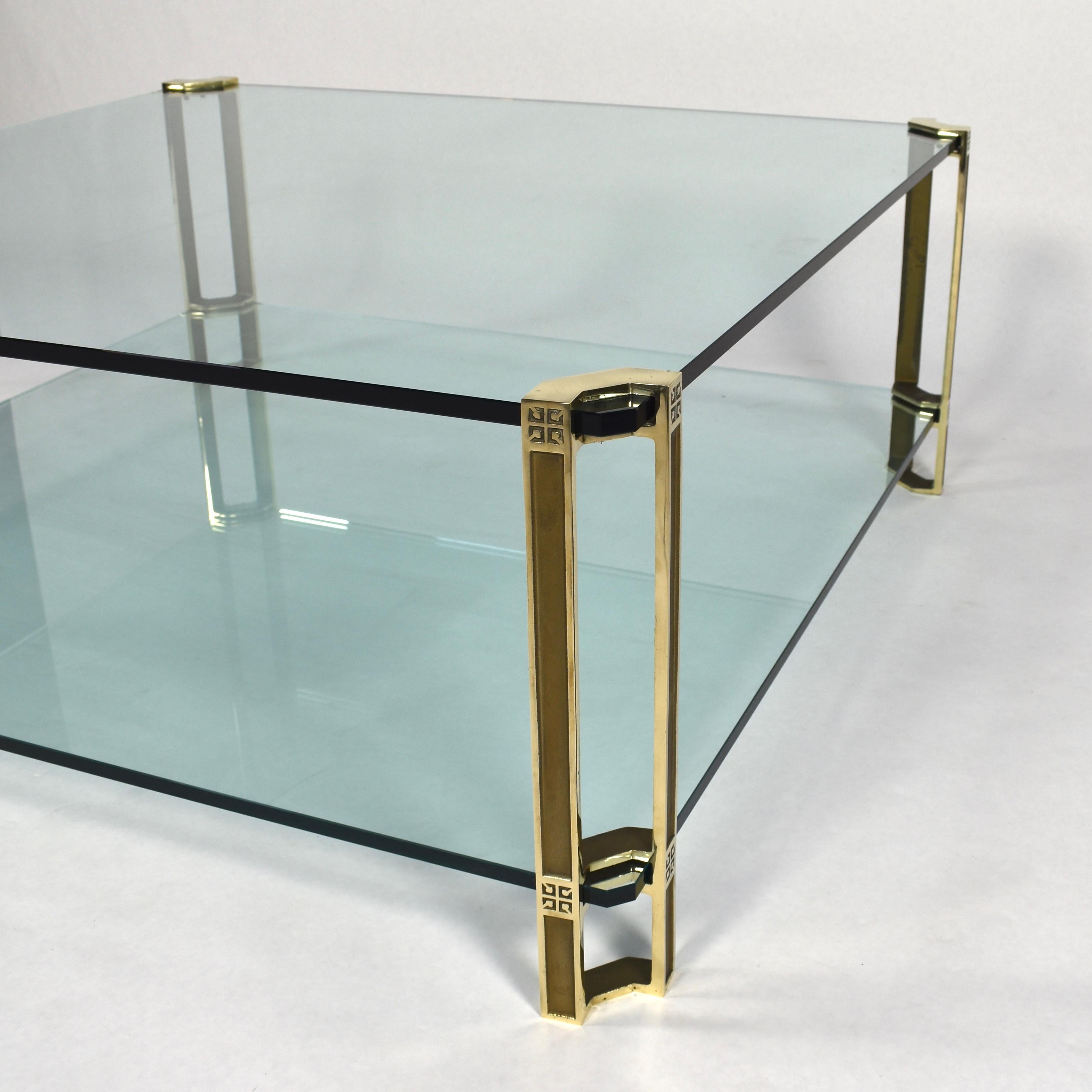 Mid-Century Modern Large Peter Ghyczy Coffee Table in Brass and Glass, 1970
