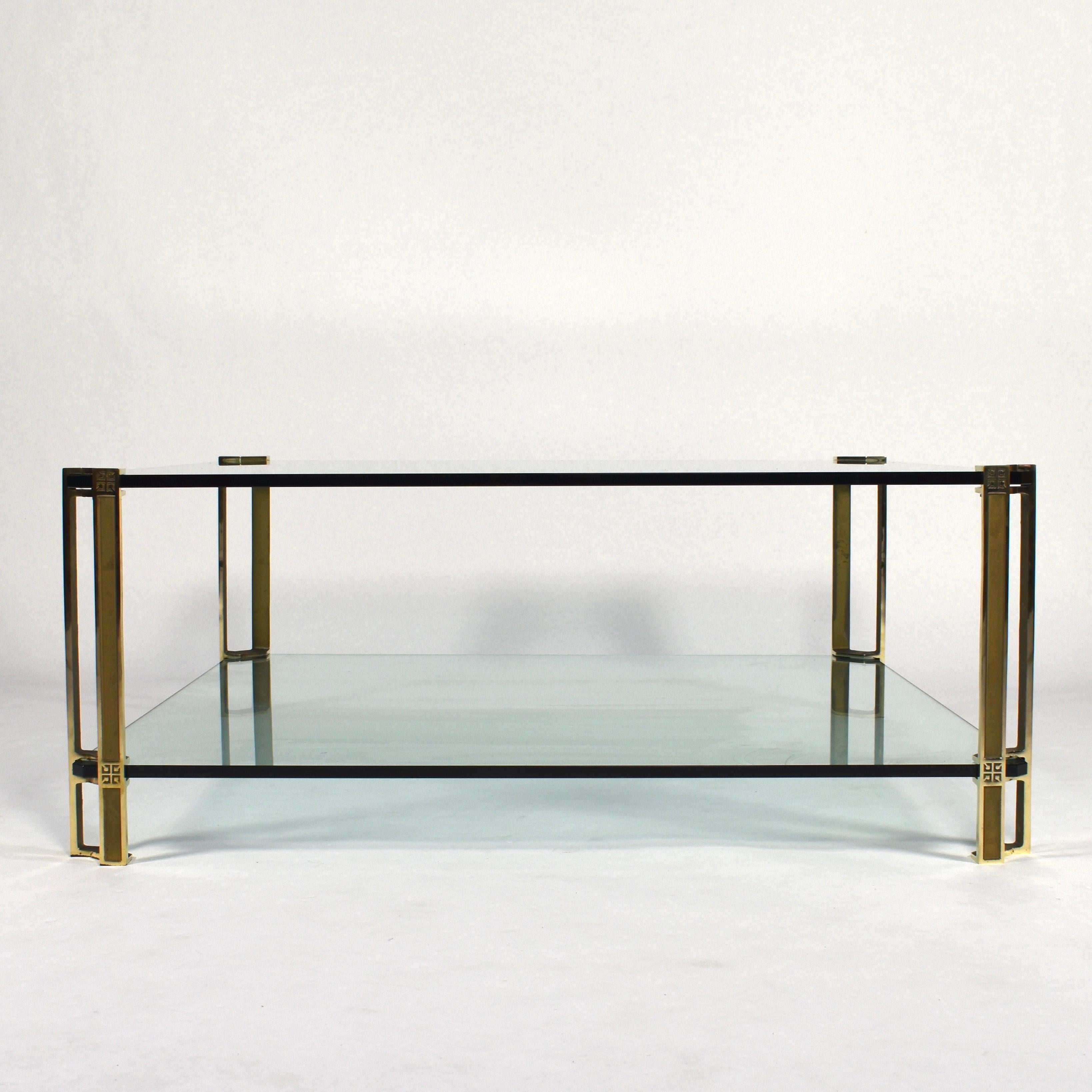 Large Peter Ghyczy Coffee Table in Brass and Glass, 1970 In Excellent Condition In Pijnacker, Zuid-Holland