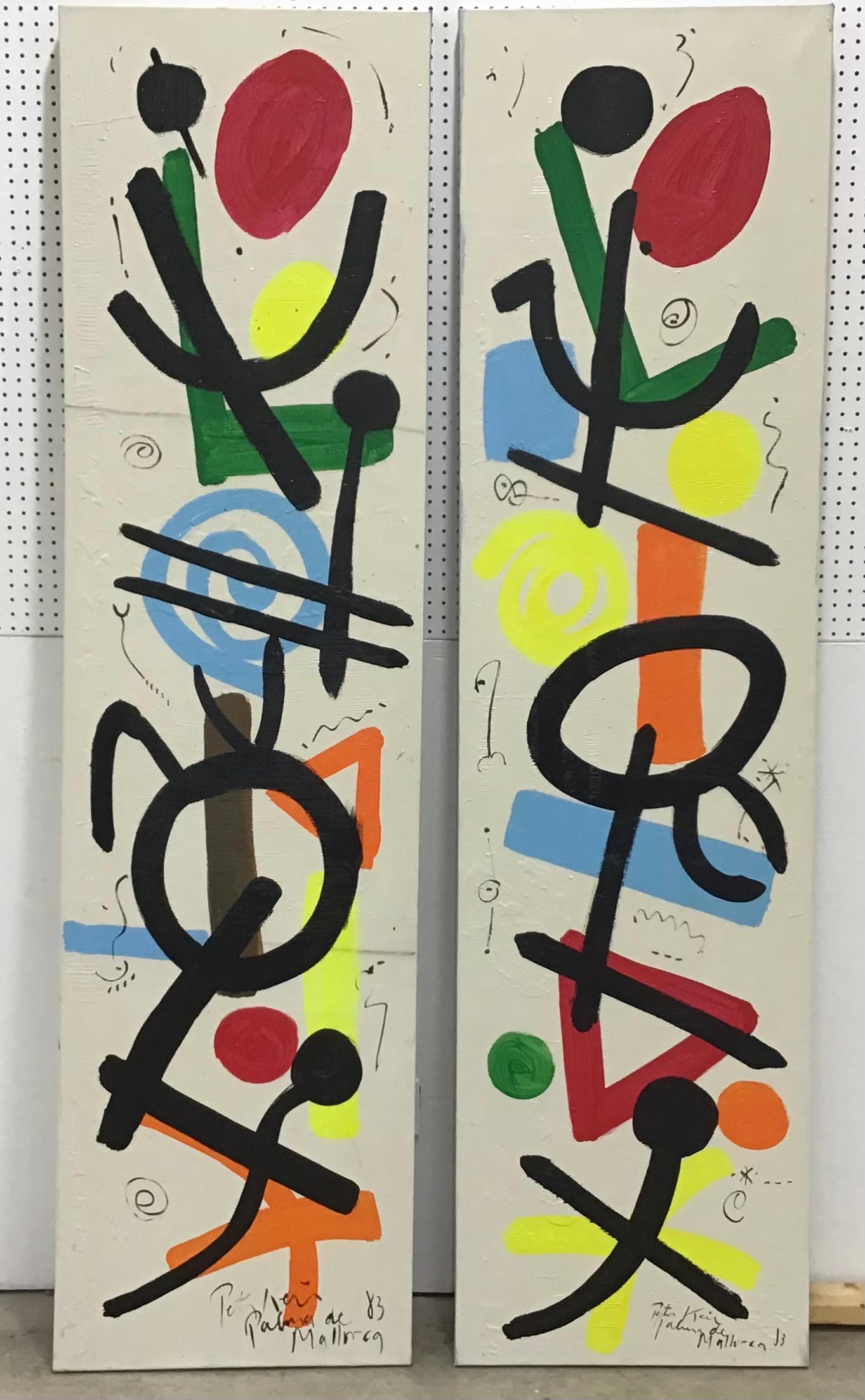 Paire de grandes peintures à l'huile expressionnistes abstraites modernes de Peter Keil, une paire en vente 4