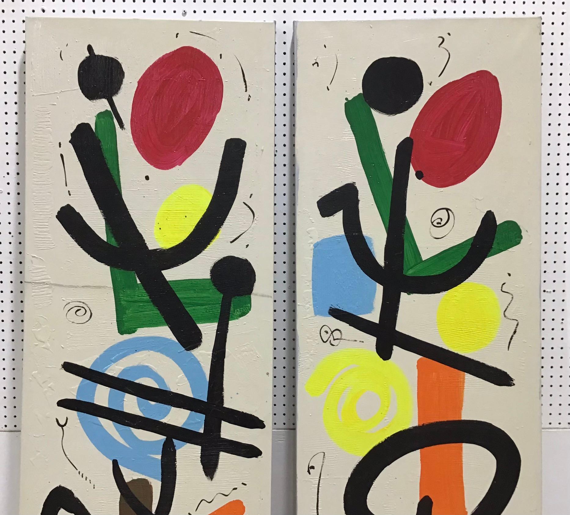 Paire de grandes peintures à l'huile expressionnistes abstraites modernes de Peter Keil, une paire Bon état - En vente à Bradenton, FL
