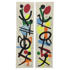 Large Peter Keil Modern Abstract Expressionist Oil Paintings, a Pair