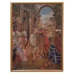 Antique Large Petit Point Framed Tapestry