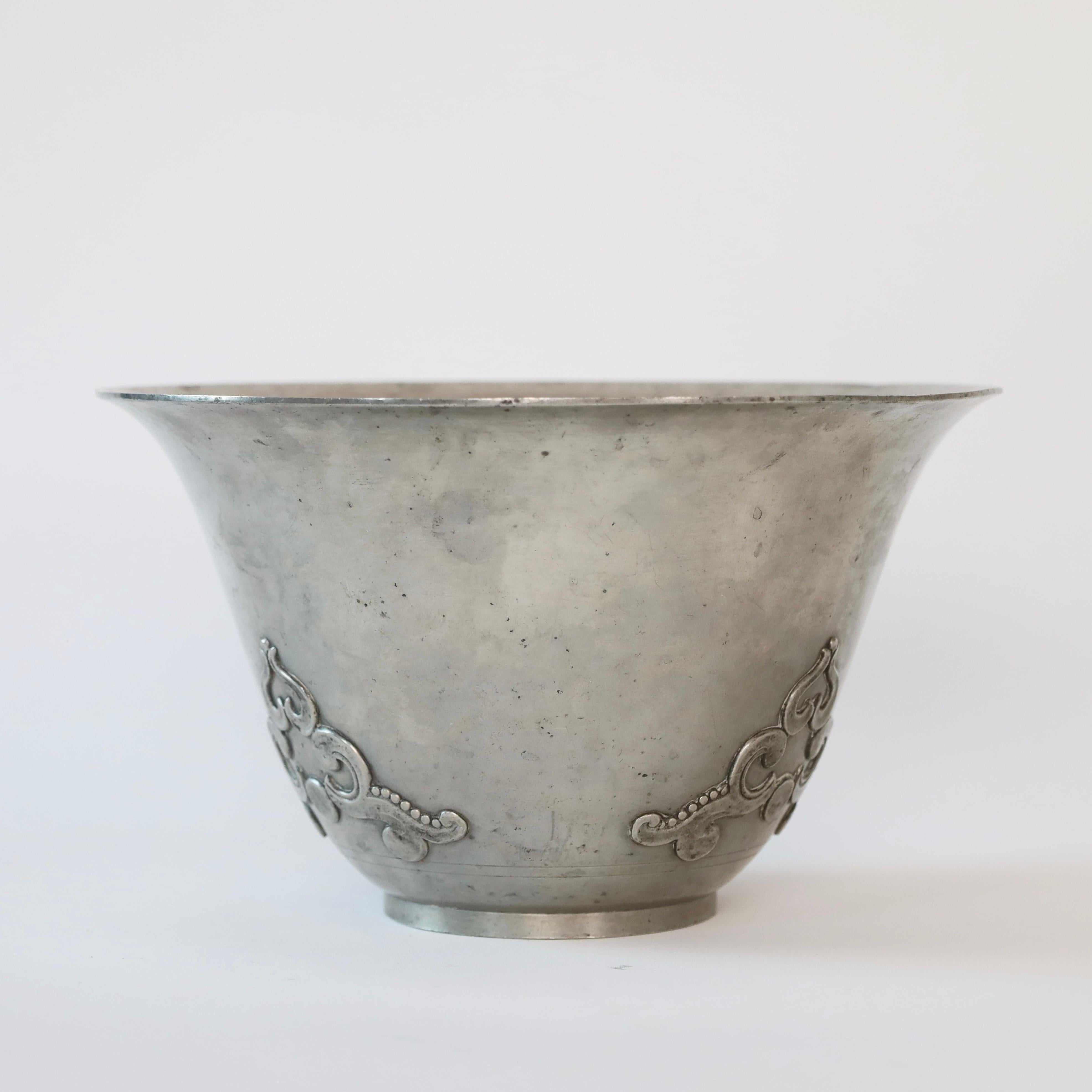 Large Pewter Bowl by Just Andersen, 1920s, Denmark In Fair Condition For Sale In Værløse, DK